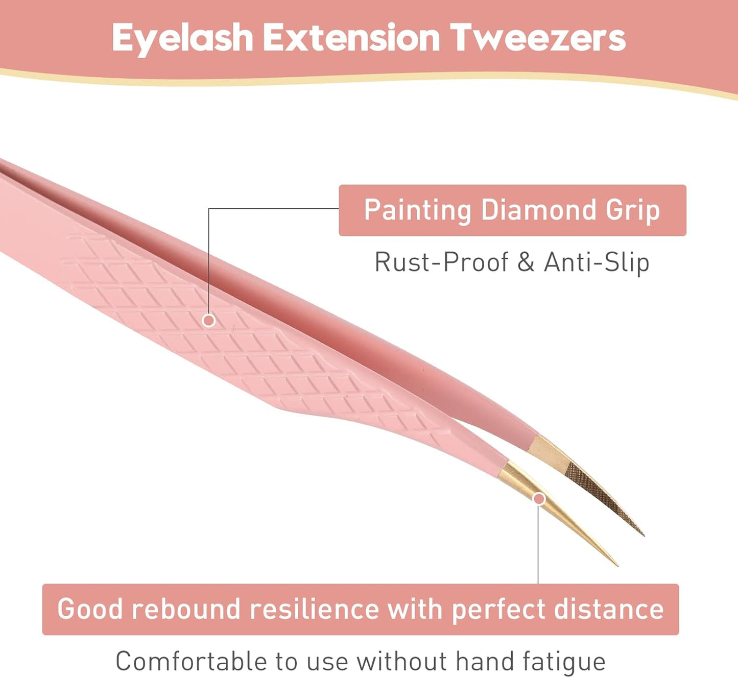 Ms.Queen Lash Tweezers for Eyelash Extensions,Precision 2Pcs Fiber Tip Grip 90 Degree Volume and Dolphin Isolation Lashing Tweezers Set