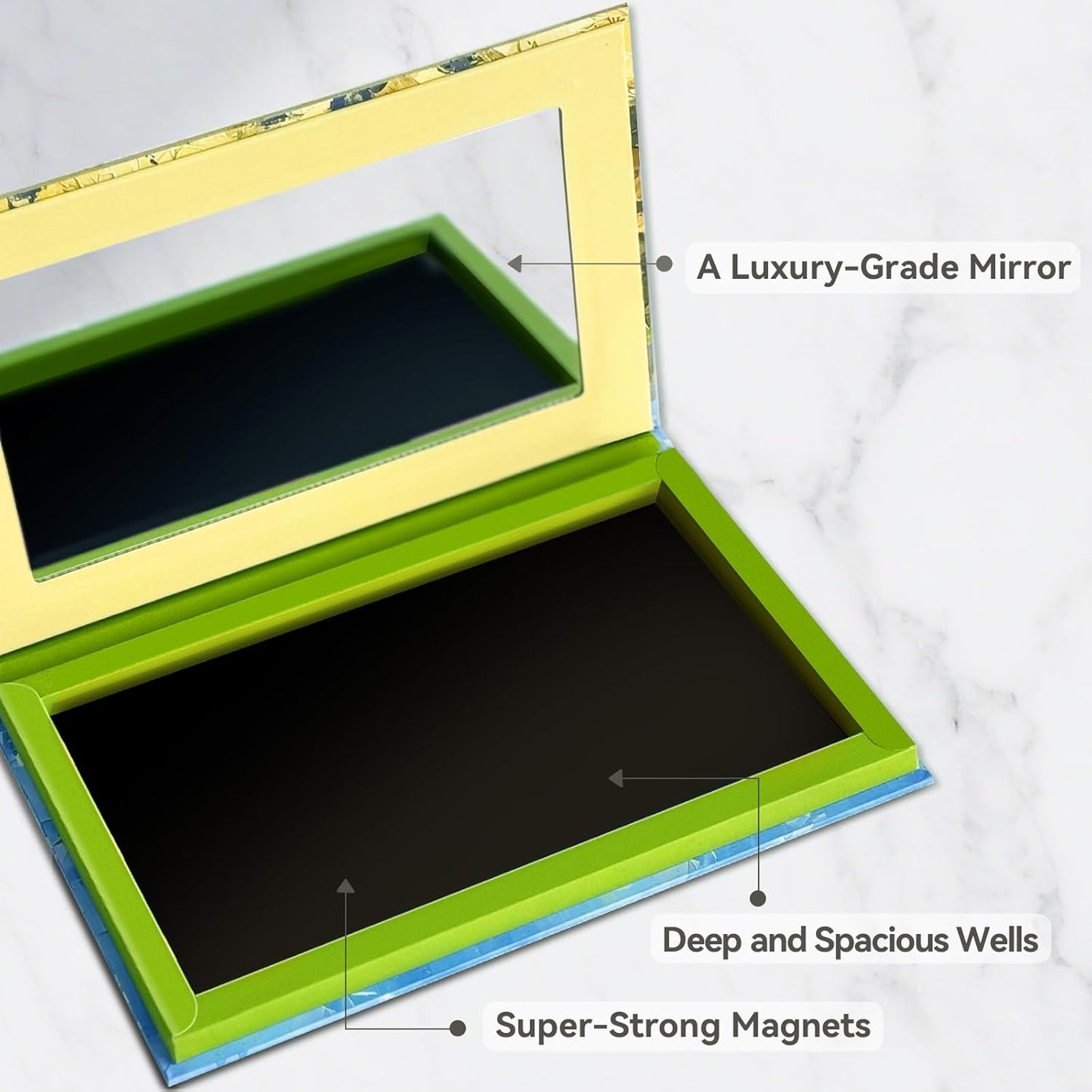 Magnetic Makeup Palette, Empty Eyeshadow Palette With Mirror Inside, Oil-Painting Embossed Design Art Paper Makeup Organizer DIY (Desert Star)