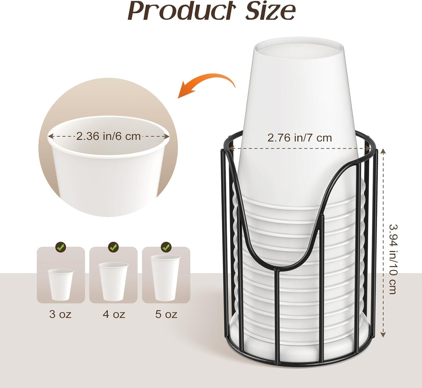 Luxspire Bathroom Cup Dispenser, 3-5oz Dixie Cup Dispenser, Metal Dixie Cup Holder, Disposable Paper Cup Holder for Bathroom, Cotton Pad Holder, Guest Bathroom Essentials, Black, 2 Pack