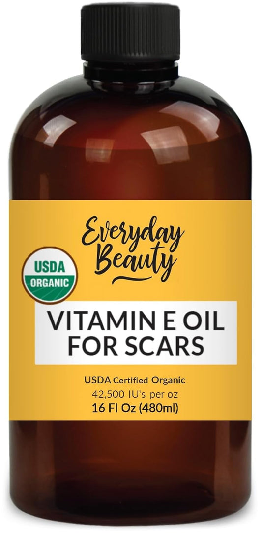 Organic Vitamin E Oil for Scars - All Natural & Vegan Skin Moisturizer 16oz - Light & Unscented Great for Scars After Surgery - Reduce Wrinkles, Anti Aging, Lighten Dark Spots - Face, Skin & All Over