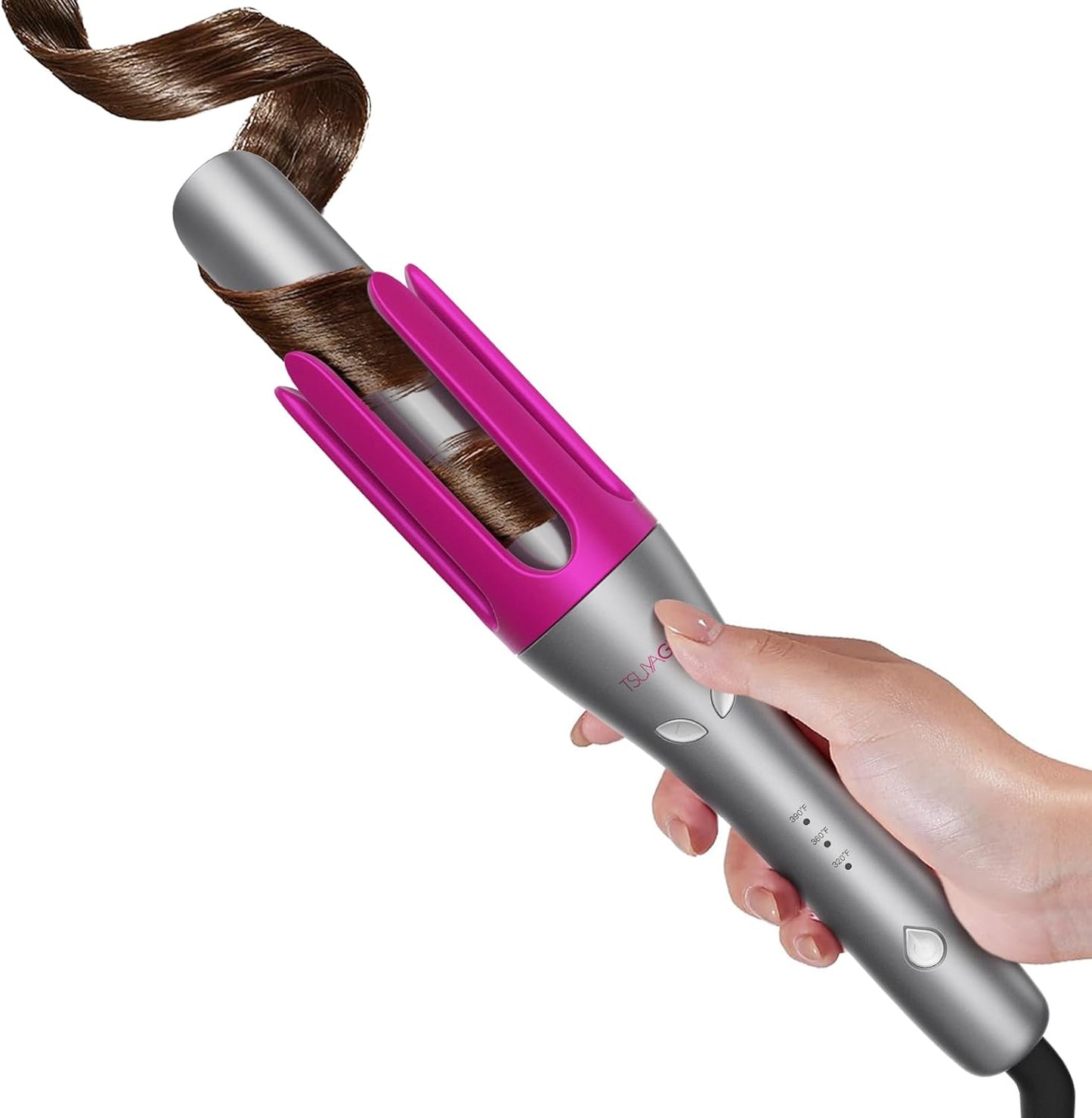 Automatic Rotating Curling Iron,1 1/4 Hair Curler with 3 Temperatures, 10S Fast Heating, 2-Way Rotation, 30 Min Auto Shut-Off, 500 Million Ionic, Anti-Scald-Tangle for Long Hair