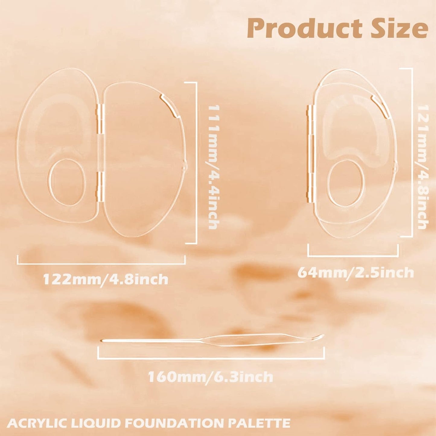 180 Degree Folding Acrylic Makeup Mixing Palette, Plastic Foundation Makeup Facial Palette with Felt Bag, Transparent Spatula Tool for Eyeshadow Liquid Foundation Cosmetic Pigment Mixing