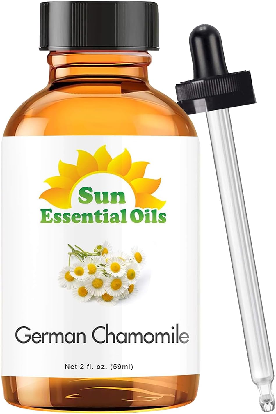 Sun Essential Oils - German Chamomile Essential Oil (2 oz) for Diffuser, Skin, Body, Face, Aromatherapy Massage & Humidifier, Scent for Soap, Candle, Shampoo & Lotion Making at Home
