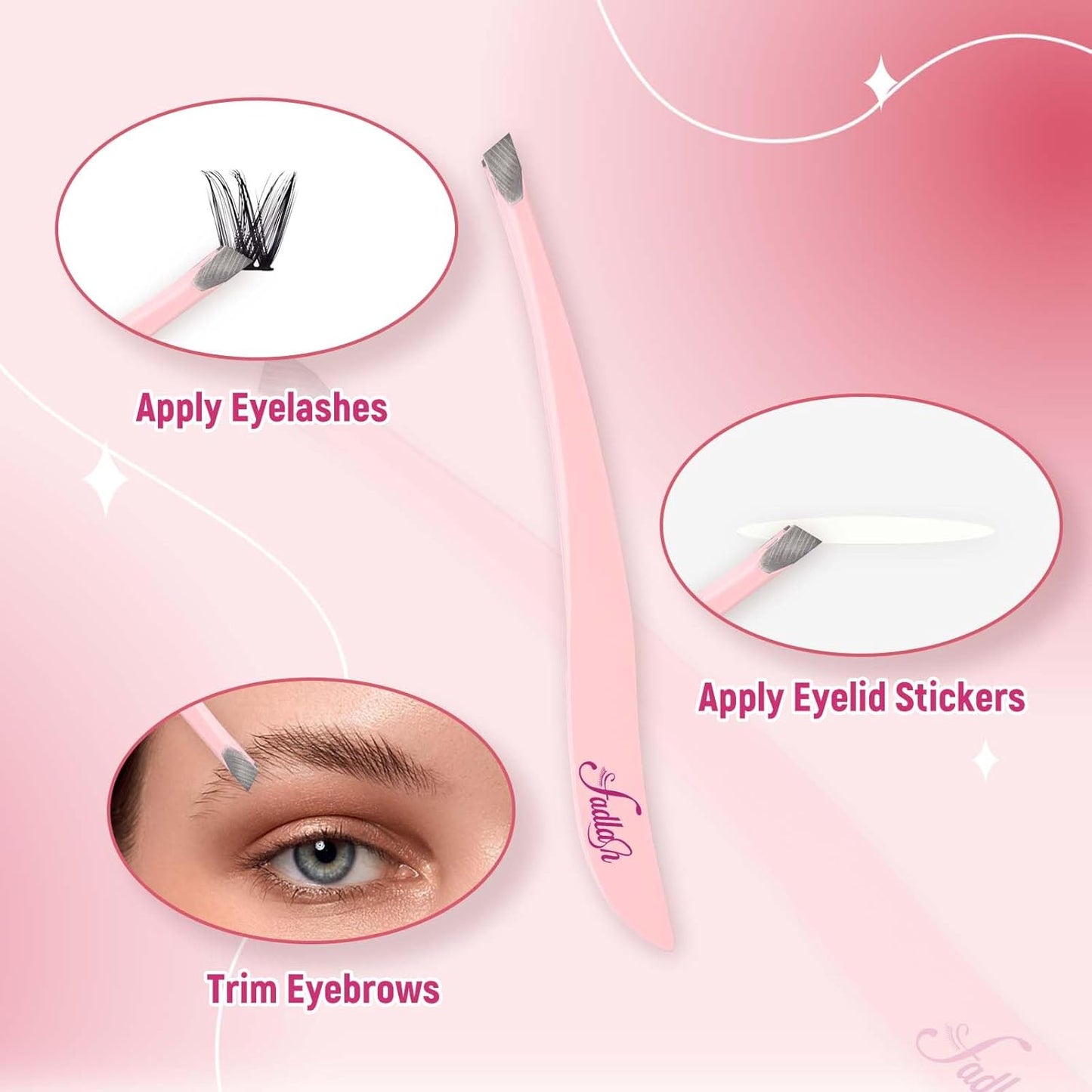 Eyelash Applicator Tool 4-in-1 Lash Applicator Tool Set with Eyelash Extension Tweezers, Brush Eye Lash Applicator Tools DIY Eyelash Extension Tweezers Kit for Beginners Eyelash Extensions Tool