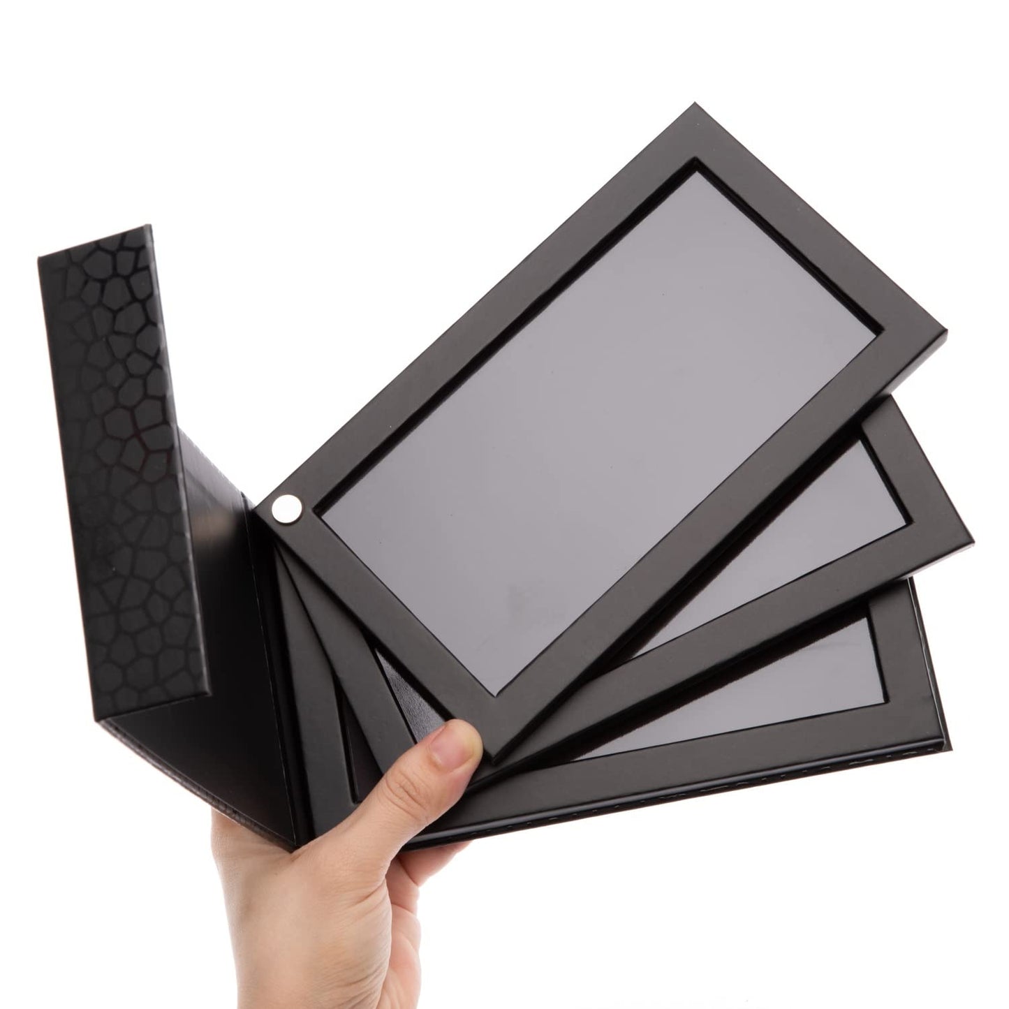 3-Layer Rotation Magnetic Palette 3 in1 Empty Makeup Palette Storage Box for Eyeshadow Lipstick Blush Powder (Black)