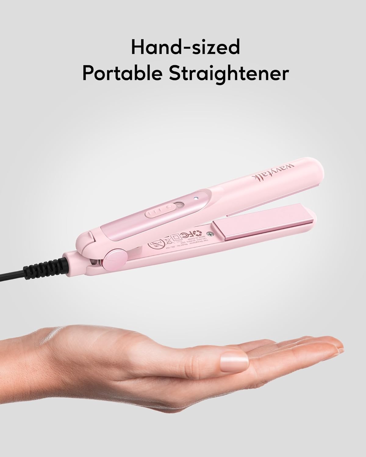 Wavytalk Mini Portable Flat Iron, 0.7 Inch Dual Voltage Hair Straightener - Small Flat Irons for Short Hair, Curls Bangs, Worldwide Use for Travel, Pink