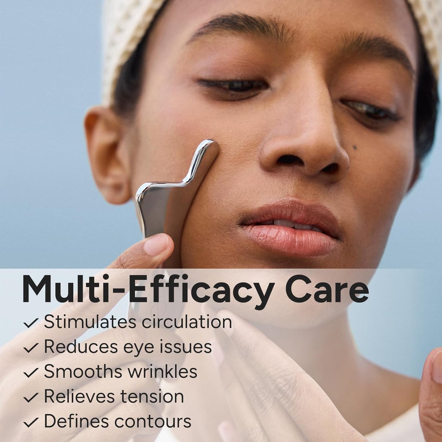 In My Eyes Gua Sha Tool for Face & Eye, Stainless Steel Gua Sha Facial Massager Tool for Reduce Puffiness, Ease Facial Tension & Promote Lymphatic Drainage