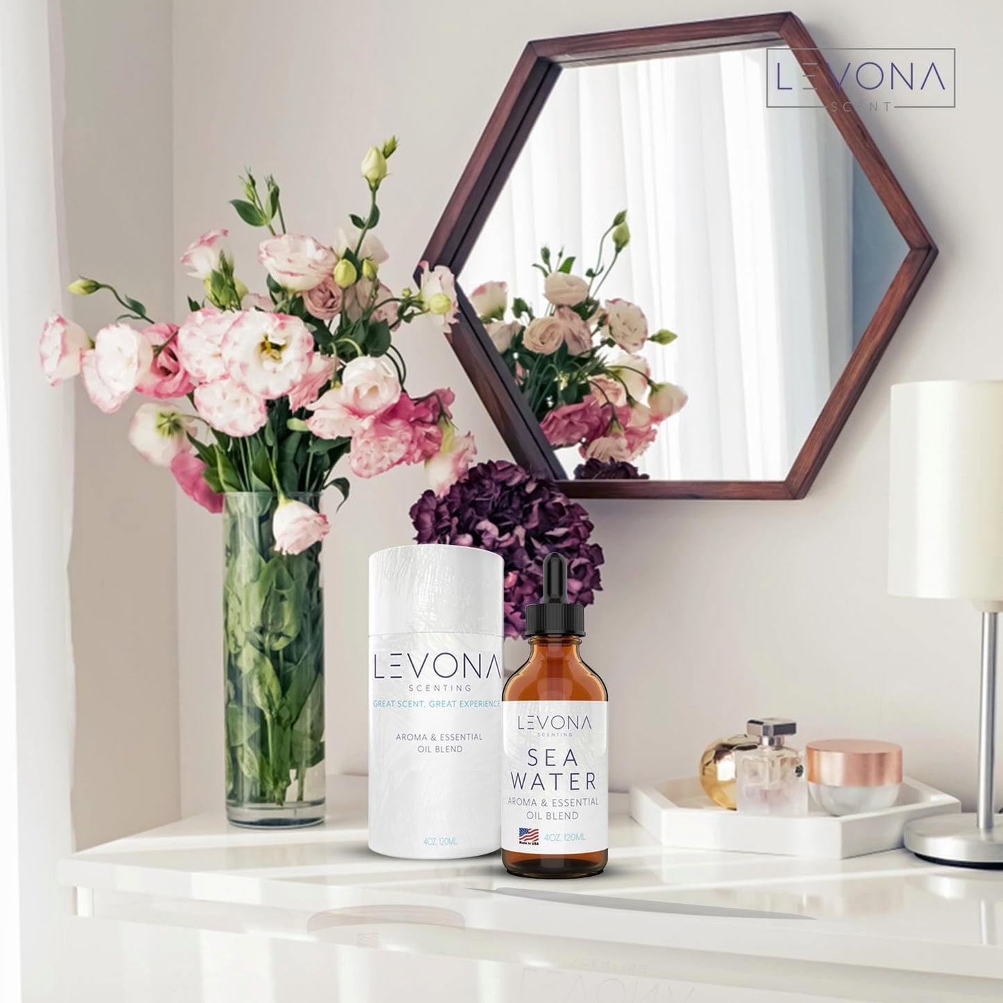 Levona Scent Essential Oils - Scents for Home, Hotel & Office Use - Perfect for Home Diffuser & Humidifiers - Aroma Fragrance Oil, Ideal for Massage, Relaxation, and Spa - Sea Water, 120ml