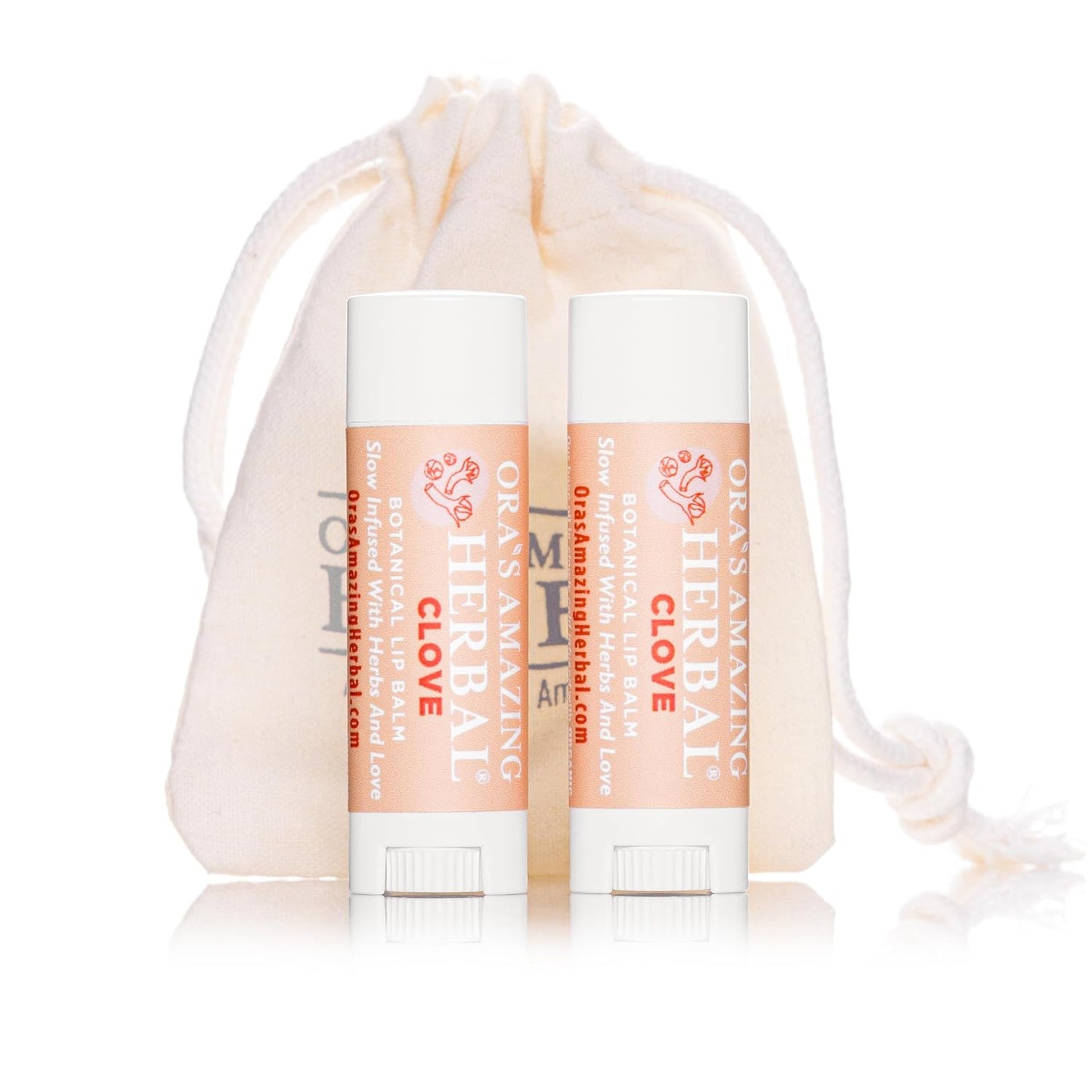 Natural Clove Lip Balm, Herbal Infused Plant Based Lip Balm With Clove Essential Oil, Calendula & More Organic Herbs, 2 pack, Ora's Amazing Herbal