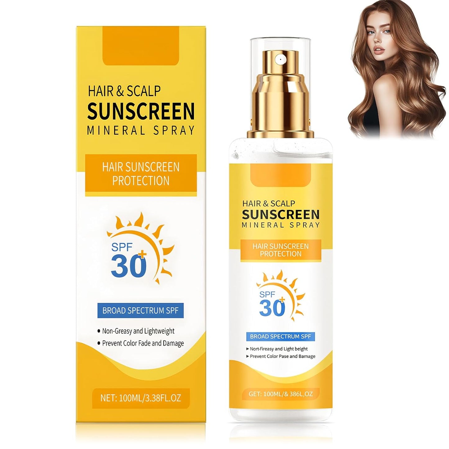 Ultimate Hair & Scalp Sunscreen Spray SPF 30 | Hair and Scalp Sunscreen Spray | Color-Lock UV Shield for Dyed/Highlighted Hair,Travel-Size Scalp Sunblock Prevents Fading & Dryness(1PCS)