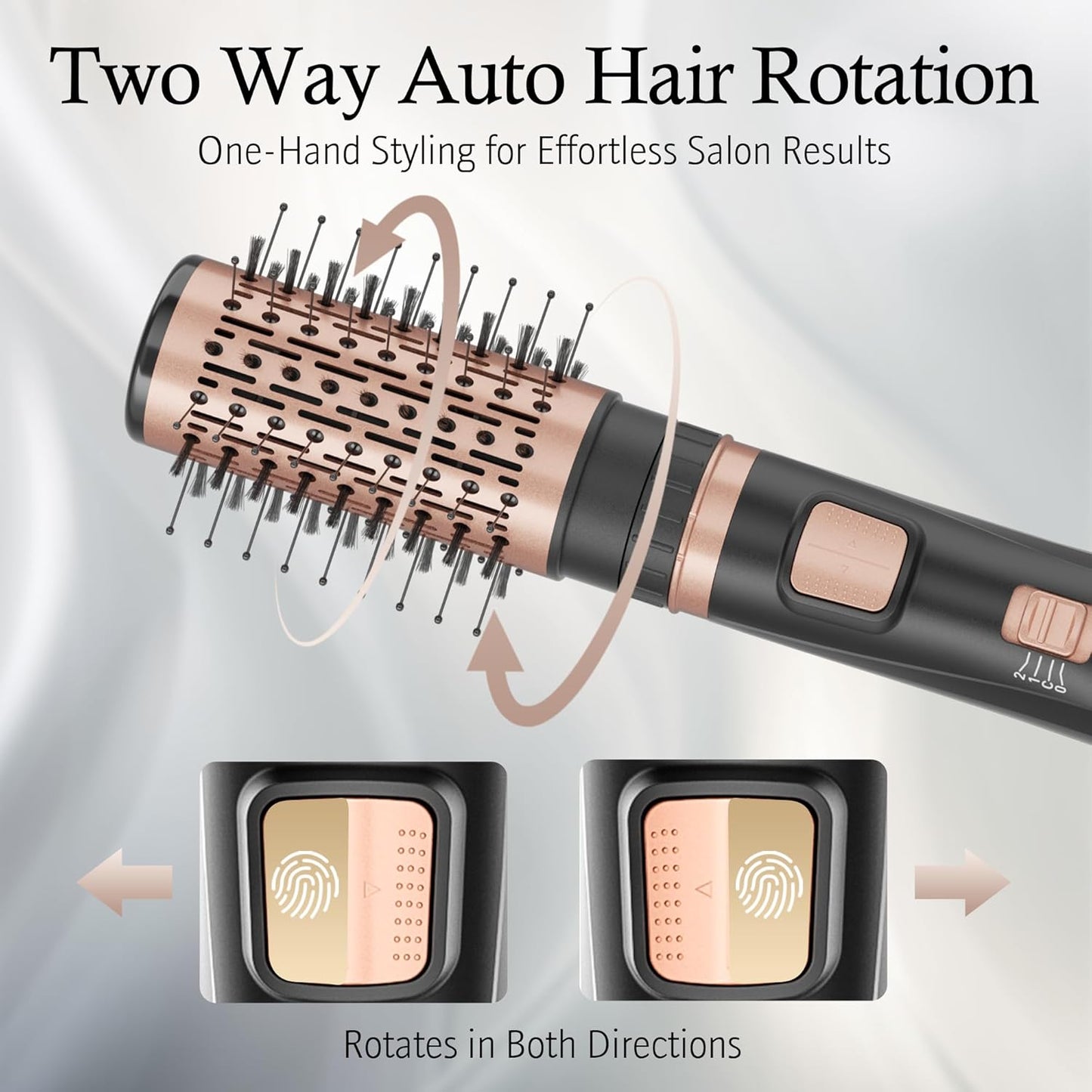 DAILYLIFE Rotating Hair Dryer Brush, Blow Dryer Brush Spinning, 2 Spin Brushes 1.5 Inch &2 Inch, 3 in 1 Round Hot Air Styler for Hair Dryer, Volumizer, Smooth, Gold