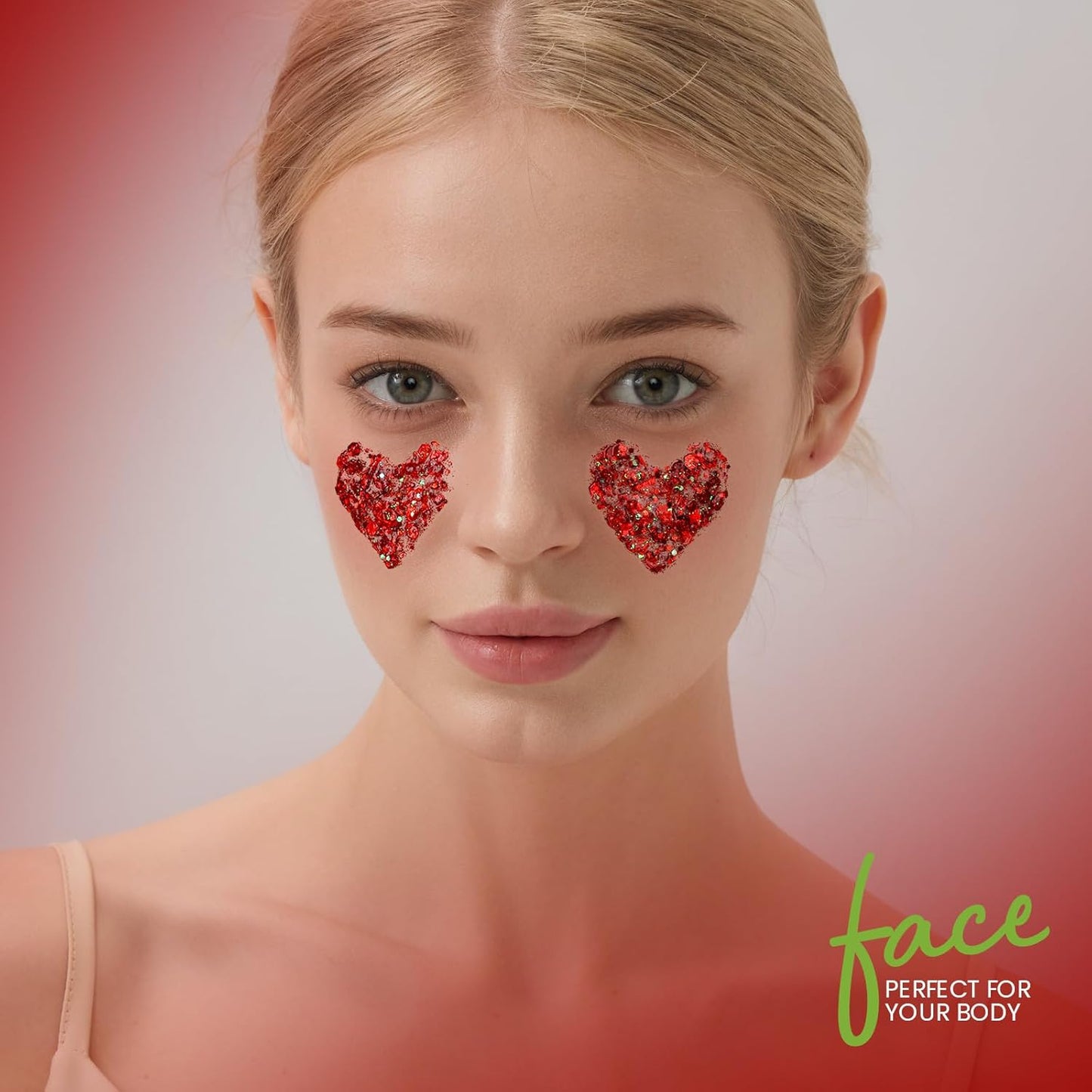 Teenitor Body Glitter, Red Body Glitter Gel, Hair Glitter, Face Glitter, 80g/2.8oz Red Glitter Gel for Face, Makeup, Hair, Eye