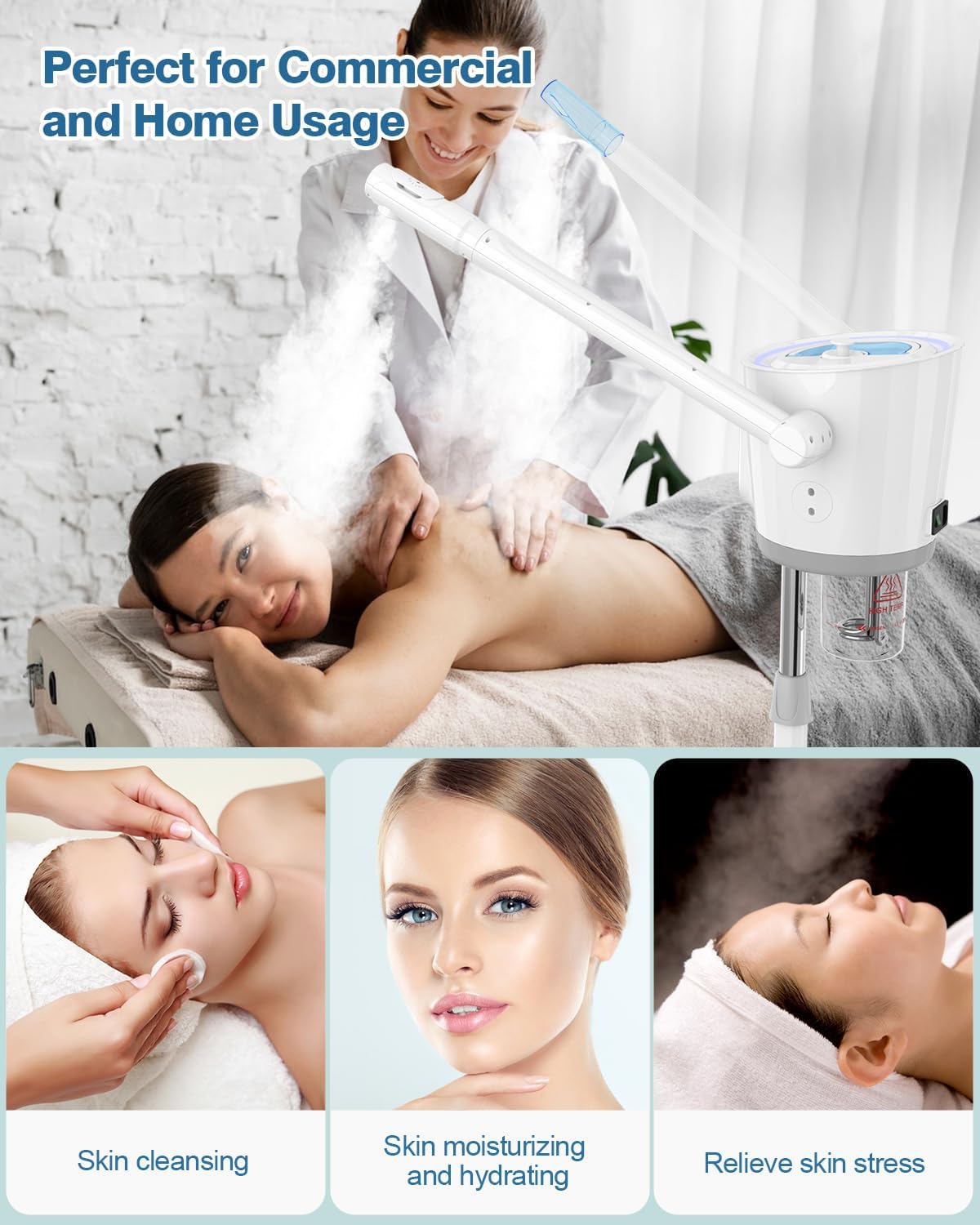 Kingsteam 2 in 1 Hot and Cold Facial Steamer, 30 Min Timer, Ionic Facial Steamer for Home, Esthetician, Professional Nano Water Mist with Large Water Volume for Beauty Salons - Ozone Facial Sprayer