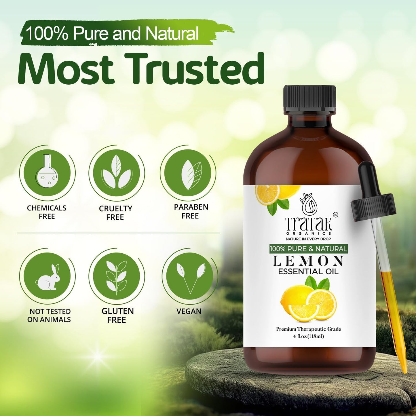 Lemon Essential Oil, 100% Pure & Natural with Glass Droppers | Undiluted Essential Oils for Aromatherapy, Diffusers, Humidifiers, Oil for Skin DIYs | 4 fl oz (Pack of 2)