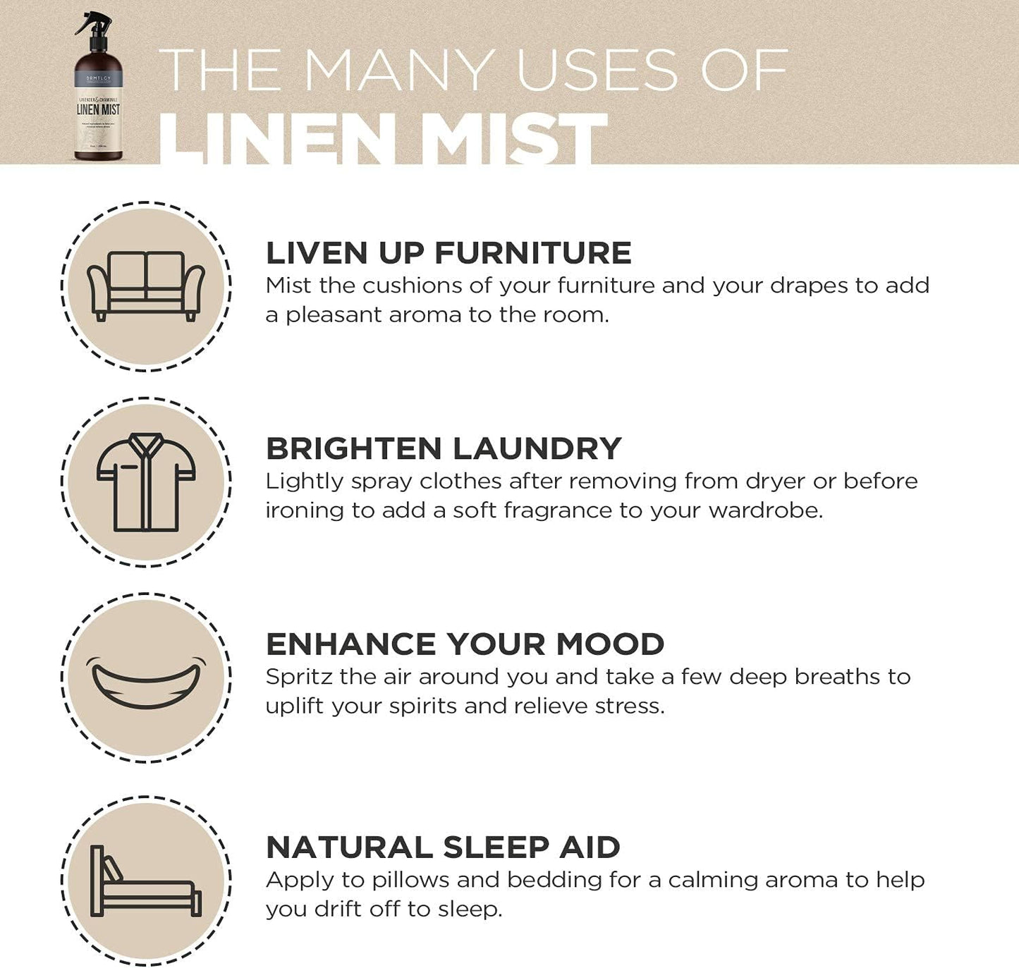 DRMTLGY Natural Green Tea Linen and Room Spray. Pure Essential Oils for a Pillow Spray, Linen Mist, and Fabric Spray. Aromatherapy Spray for Relaxation and Sleep, 8 oz