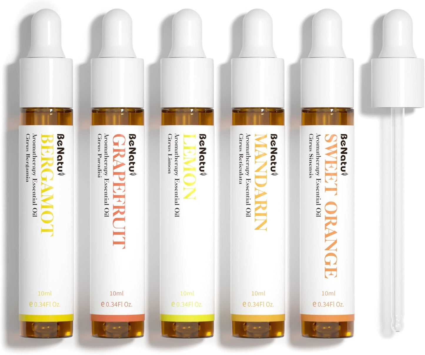 Citrus Essential Oil Set for Diffuser, Natural Fruity Fragrance Blends Gift for Home, Fresh Scent Aromatherapy Oils (Lemon, Sweet Orange, Grapefruit, Bergamot, Mandarin) 5 Packs