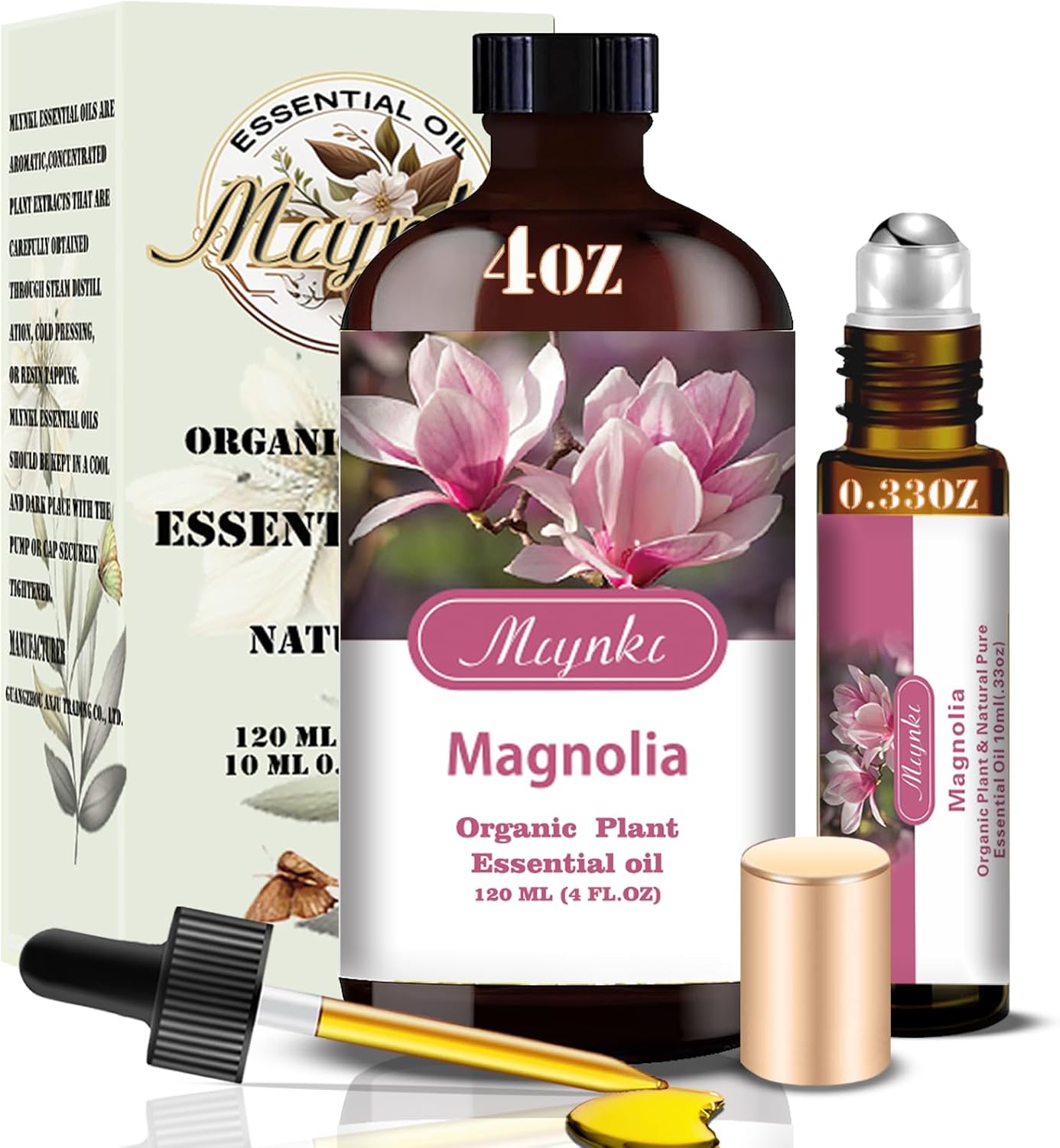 Magnolia Fragrance Oil-Magnolia Essential Oil 4.33oz (130ml)-100% Pure Natural Scent for Diffusers, Candles, Soap Making & Aromatherapy-Relaxing Home & Gift Essential Oil for Bath, Massage