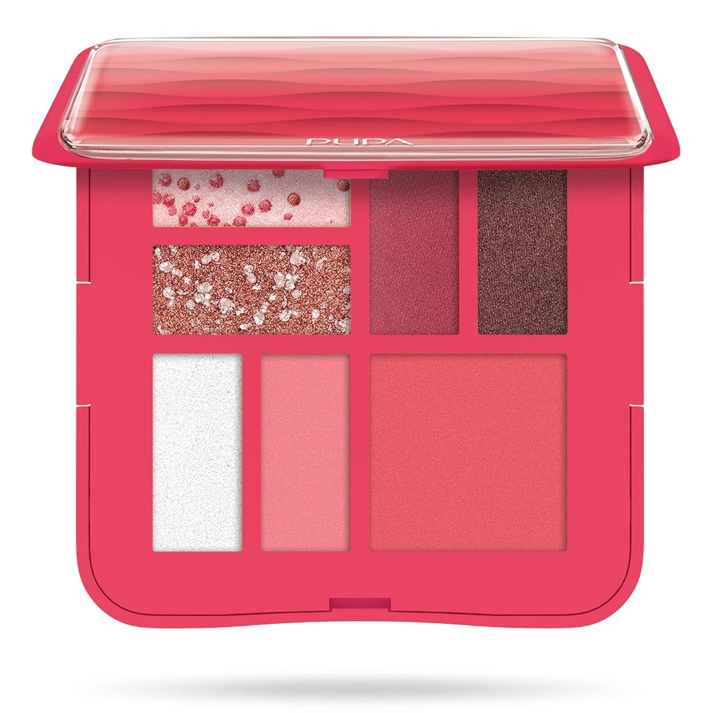 Pupa Milano Make-Up Palette S, 003 Coral, 0.28 oz - 7 Pan Eyeshadow Palette and Blush Palette with Matte, Shimmer Finish - Blendable Velvety Texture - Compact Travel-Friendly - Talc-Free Eye Makeup