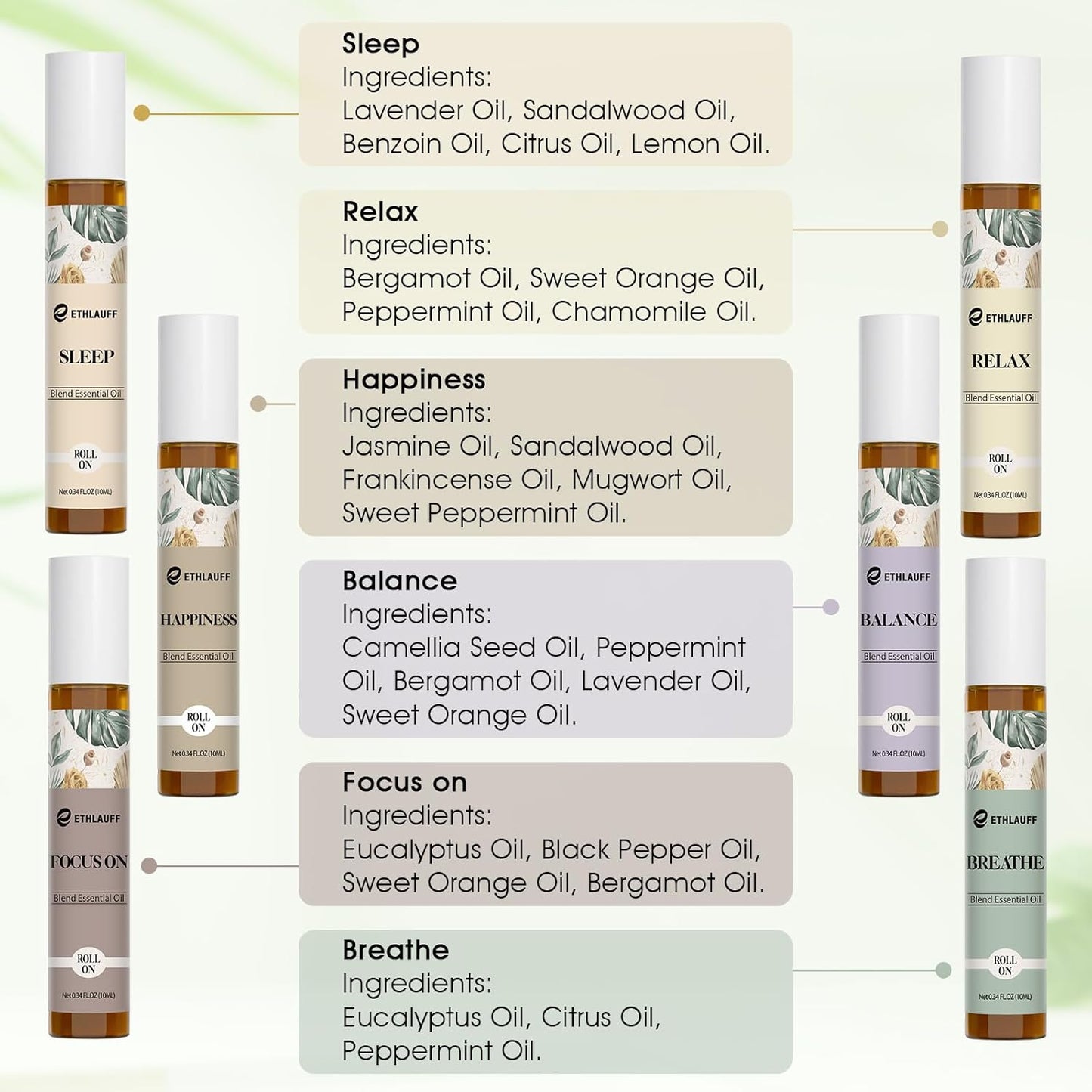 Essential Oils Roll On Set 12 Pack -(Calm, Renew, Soothe, Dream, Head Ease, Frankincense & Myrrh) Relaxation Self Care Gifts,Aromatherapy Oil with Roller Ball - Stress Relief Gifts for Women and Men