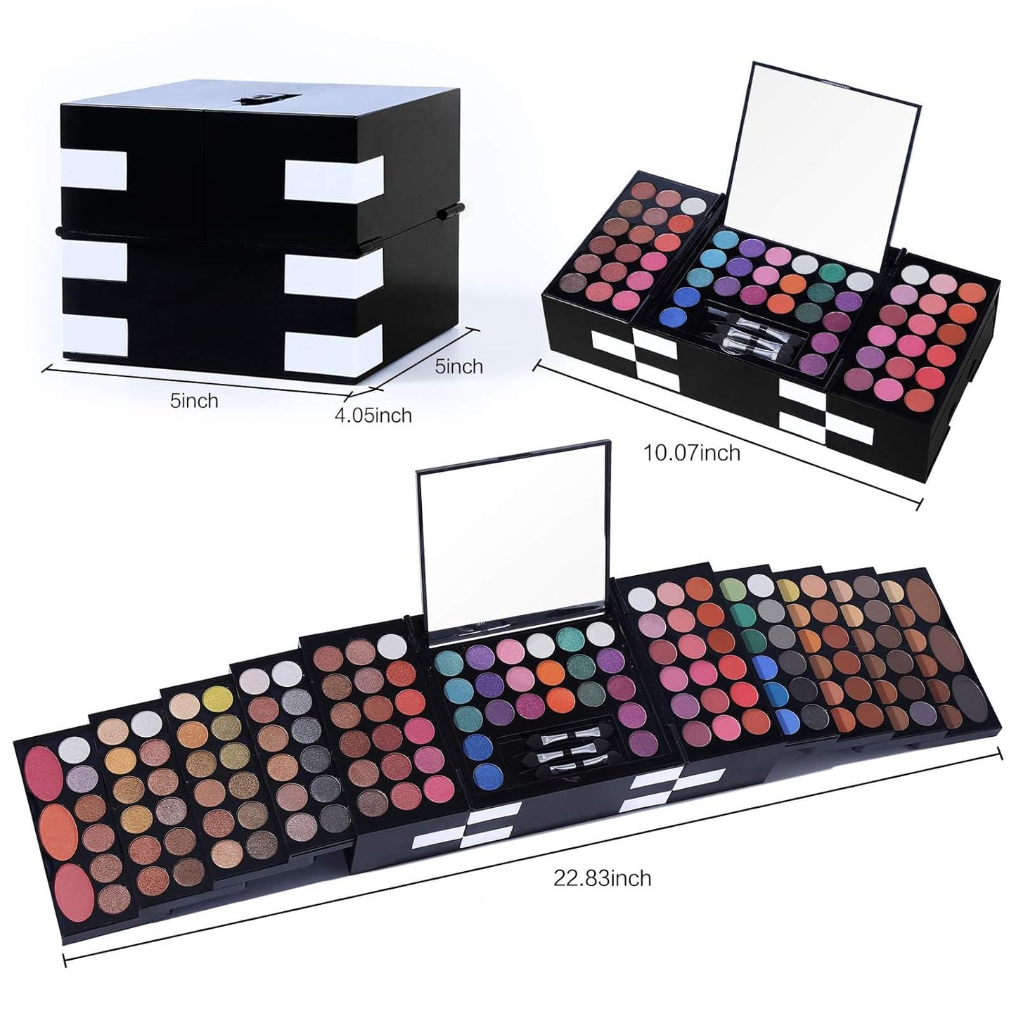 All In One Makeup Kit 142 Ultimate Colors Matte Shimmer Eyeshadow Palette Colorful Gifts For Women 3 blush 3 Sponge Brushs 3 Eyebrow Powder Professional Cosmetics Fashion Women Makeup Case Full Make U