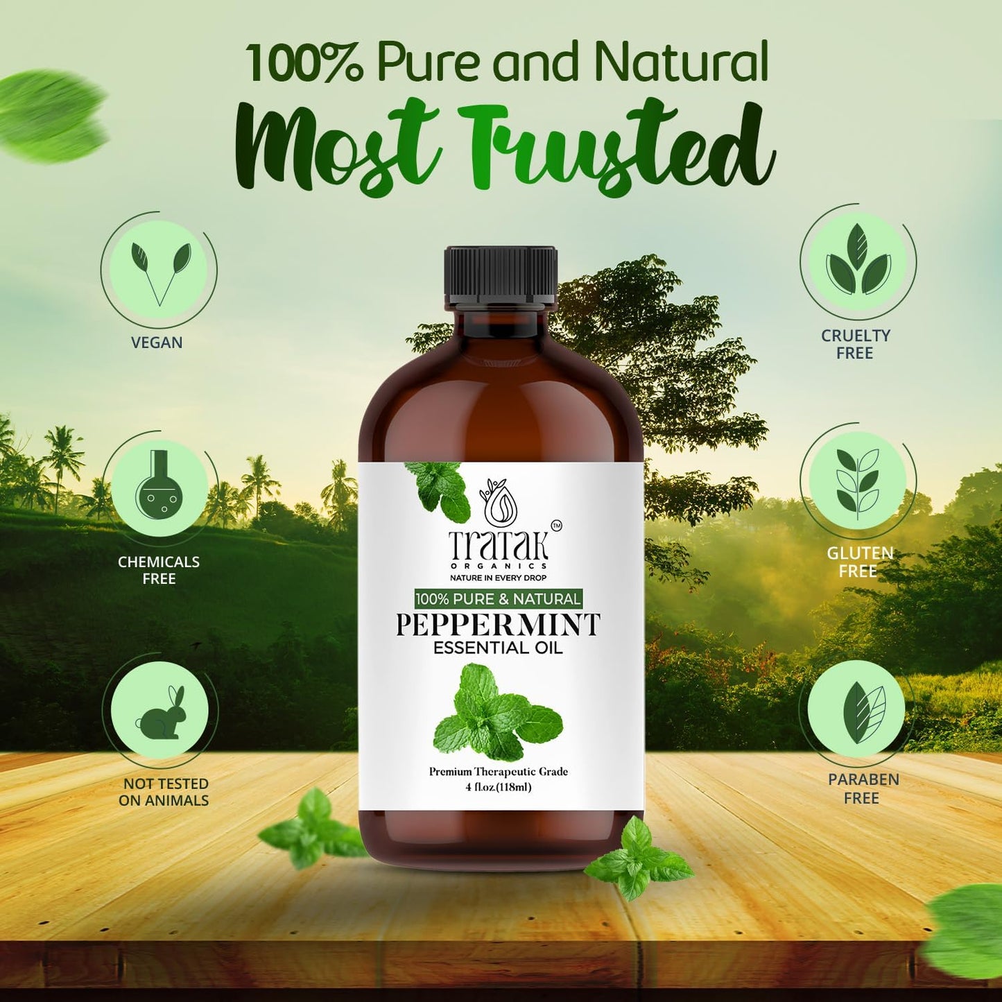 Peppermint Piperita Essential Oil - 100% Pure and Natural Oil - Therapeutic Grade with Premium Glass Dropper - Peppermint Oil for Aromatherapy and Diffusers - 4 Fl oz (Pack of 2)