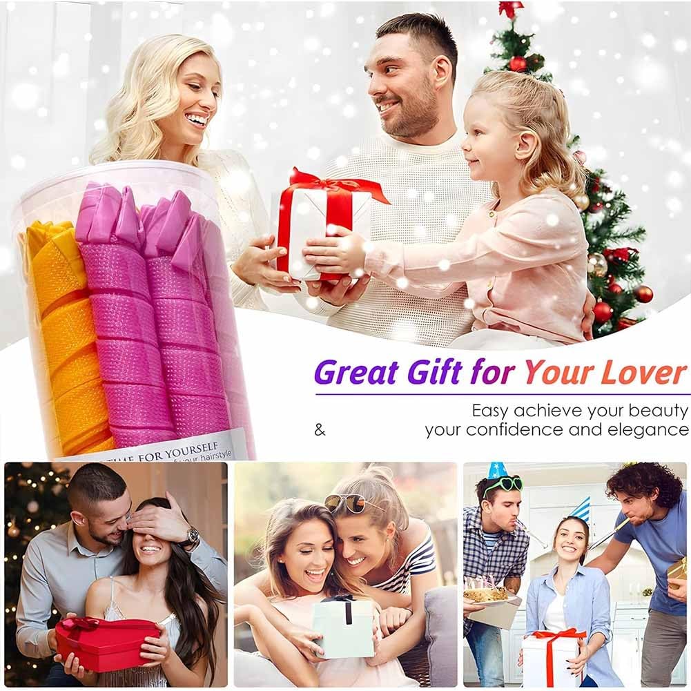 Heatless Hair Curling Set Magic No Heat Spiral Hair Curls Portable DIY Rollers Styling Kit Durable Beauty Makeup(20pcs*17.7in)