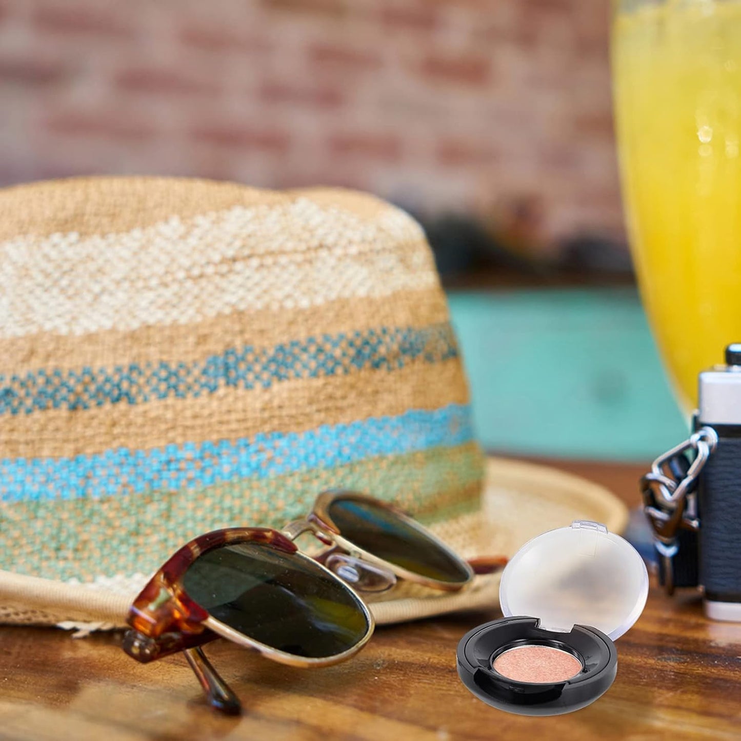 Lurrose Makeup Pallet 8pcs Empty Eyeshadow Trays Round Blusher Case Lipstick Highlighting Powder Make Up Pans Container Cosmetics Sub Package Holder Bulk Highlighters