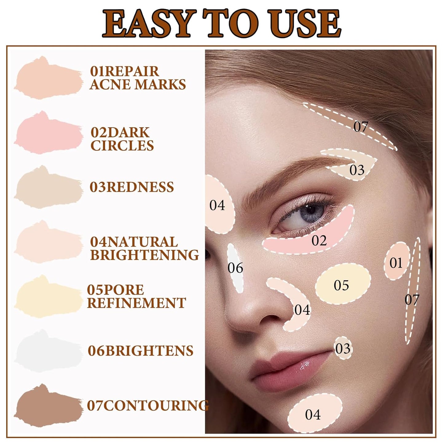 Soft Correcting Concealer Contour Palette,Concealer Cream Contour Makeup Palette,Contouring Foundation Highlighting Makeup Kit with Brush