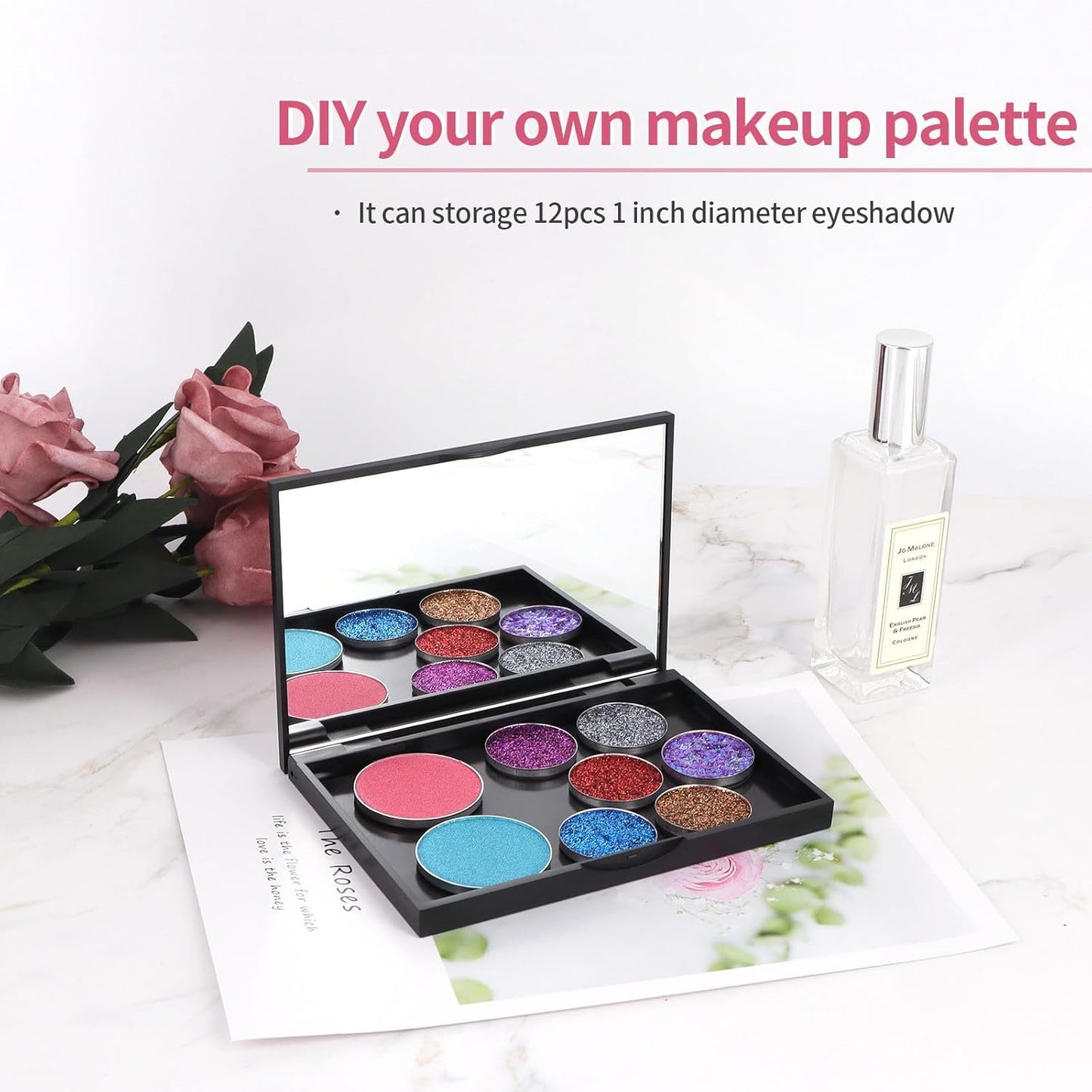 5 Pack Magnetic Makeup Palette with Mirror, Empty Cosmetics Dispensing Storage Box for Eyeshadow Lip Color Blush Powder Highlighter Contour(Small Palette - 4.92" x 3.38”)