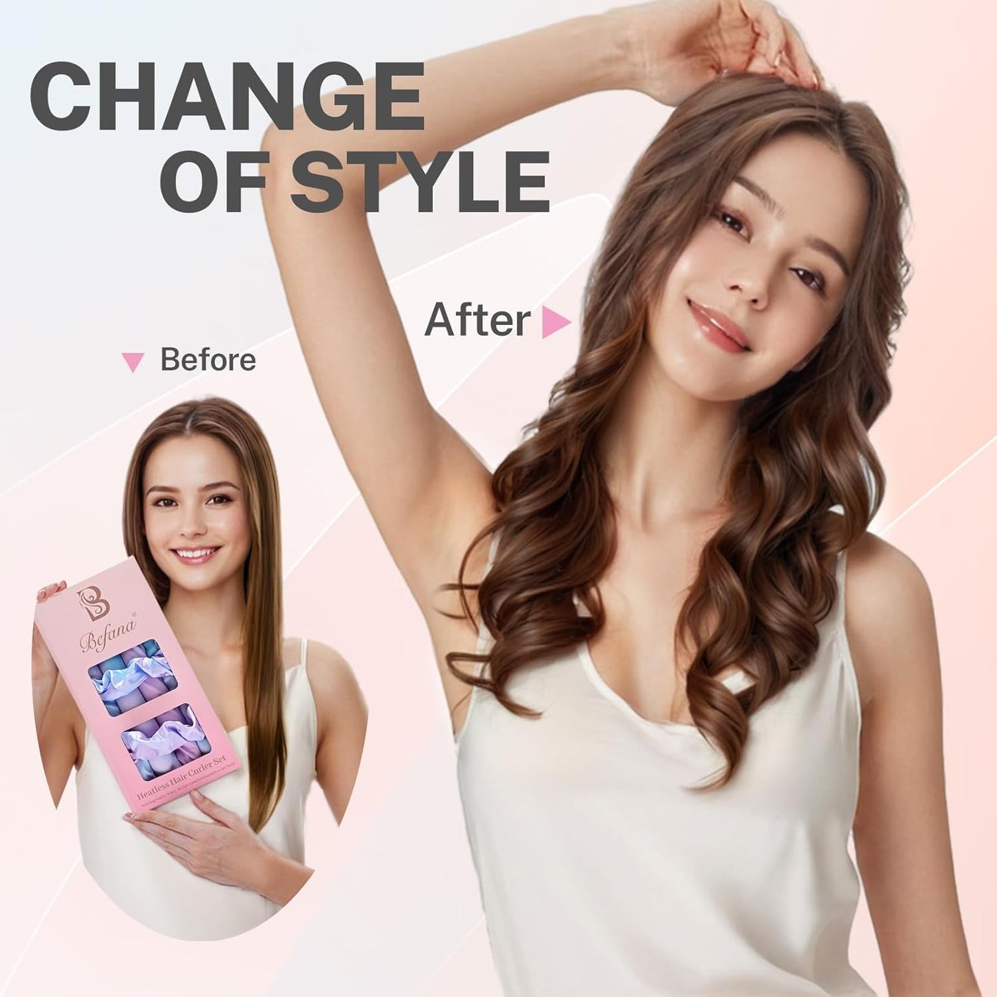 Satin Heatless Curling Set,Overnight Curls Hair Rollers with Hair Scrunchies,Sleep-Friendly Damage-Free Curlers for Soft Natural Waves (Galaxy)