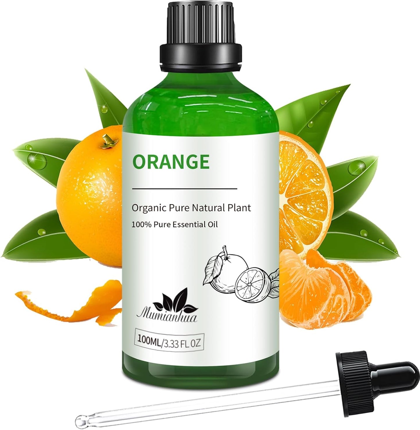 Orange Essential Oil Pure,Mumianhua Natural Sweet Orange Oil for Diffuser, Humidifier, Air Purifier, Skin,Home, Soap, Candle Making, Room Spray, Cleaning 3.38Fl Oz