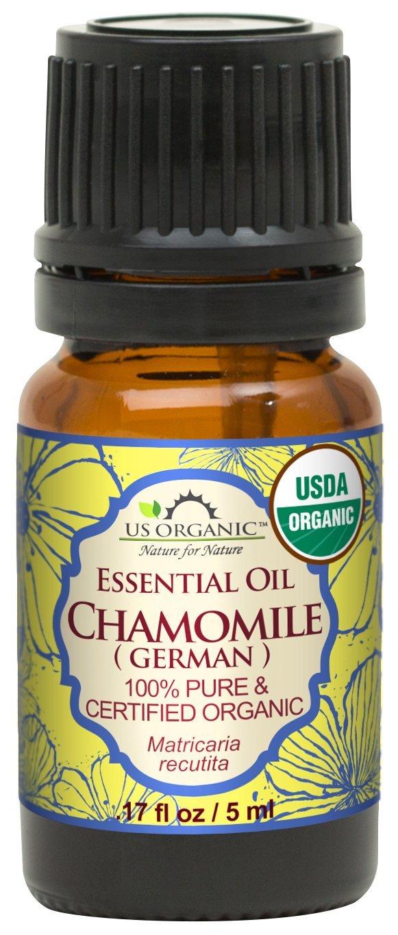 US Organic 100% Pure Blue Chamomile (German) Essential Oil - USDA Certified Organic, Steam Distilled - W/Euro Dropper (More Size Variations Available) (5 ml / 1/6 fl oz)