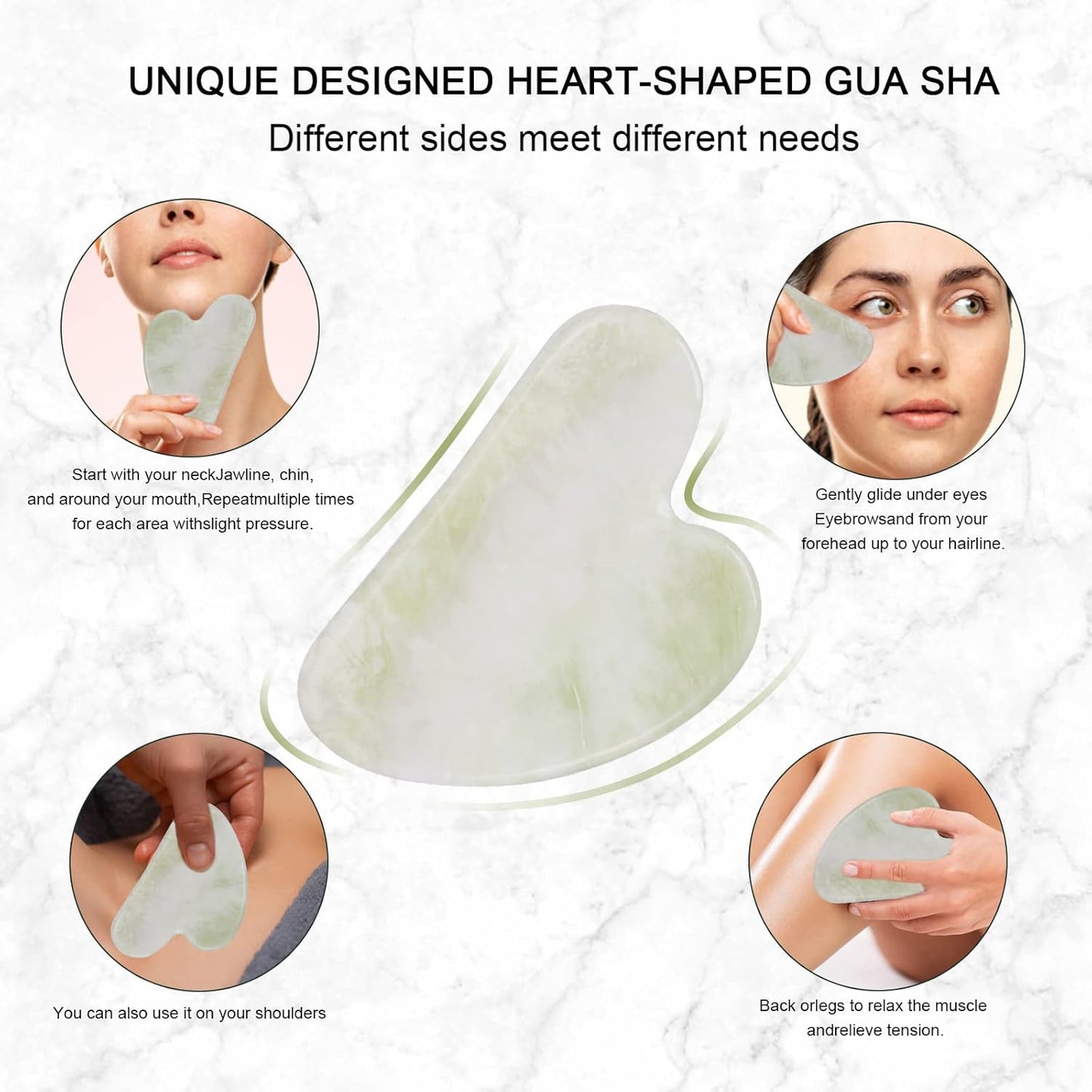 Jade Roller for Face, Facial Roller Massager Skin Care Tool, Gua Sha Facial Tools for Face, Neck, Eyes, Reduce Puffiness of The Skin