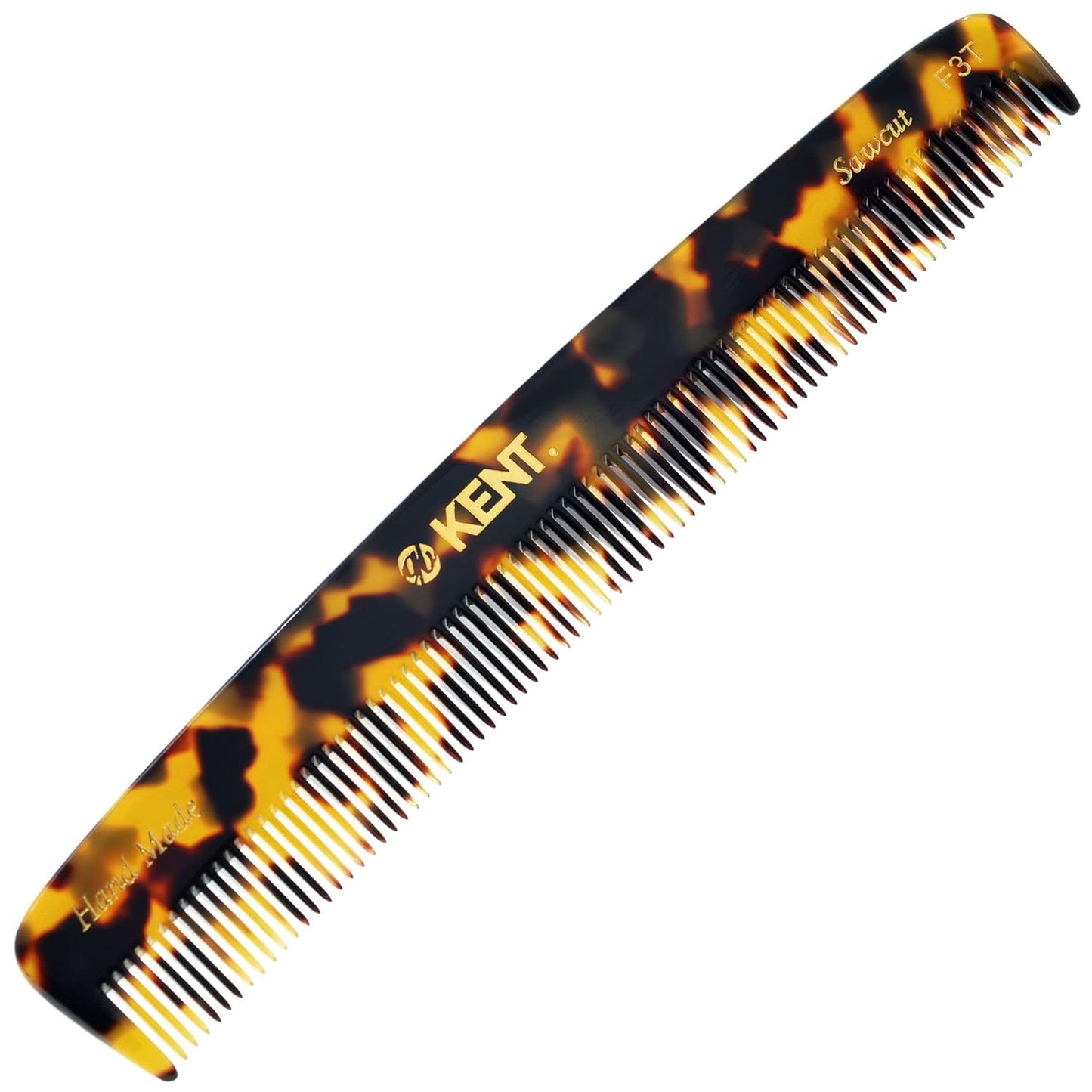Kent F3T TY Fine Tooth Comb - Hair Parting and Straightening Comb for Men's & Women's Dandruff Remover, Saw Cut and Hand Polished Made in England