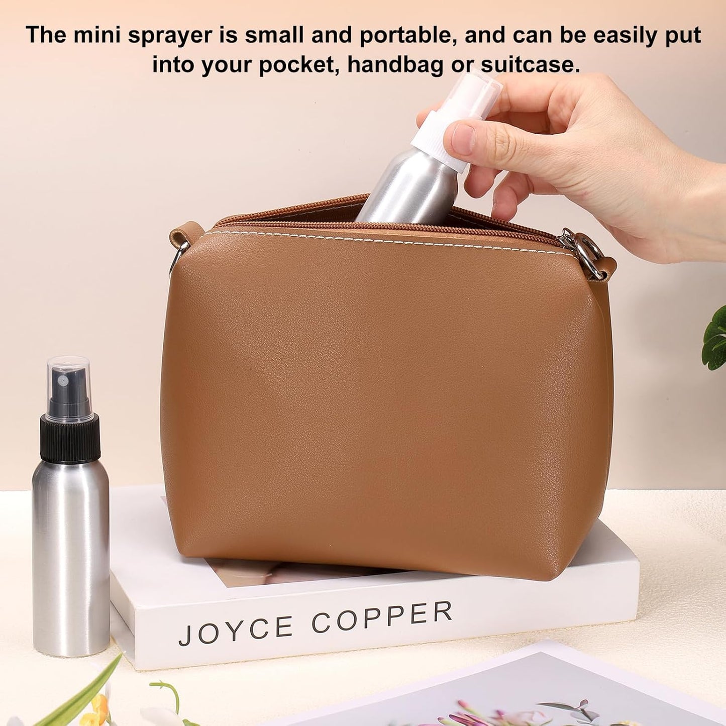 HARFINGTON 5pcs Aluminum Fine Mist Spray Bottles 300ml/10oz Metal Small Liquid Alcohol Refillable Travel Container with White Plastic Nozzle Cap for Perfume Skincare Cosmetic Storage Bottle