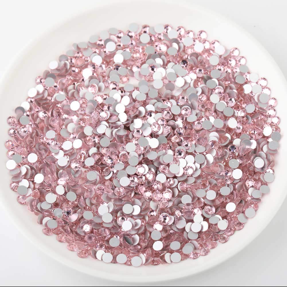 beadsland Flat Back Crystal Rhinestones Round Gems, Light Pink (1.3-1.4mm) SS3/1440pcs