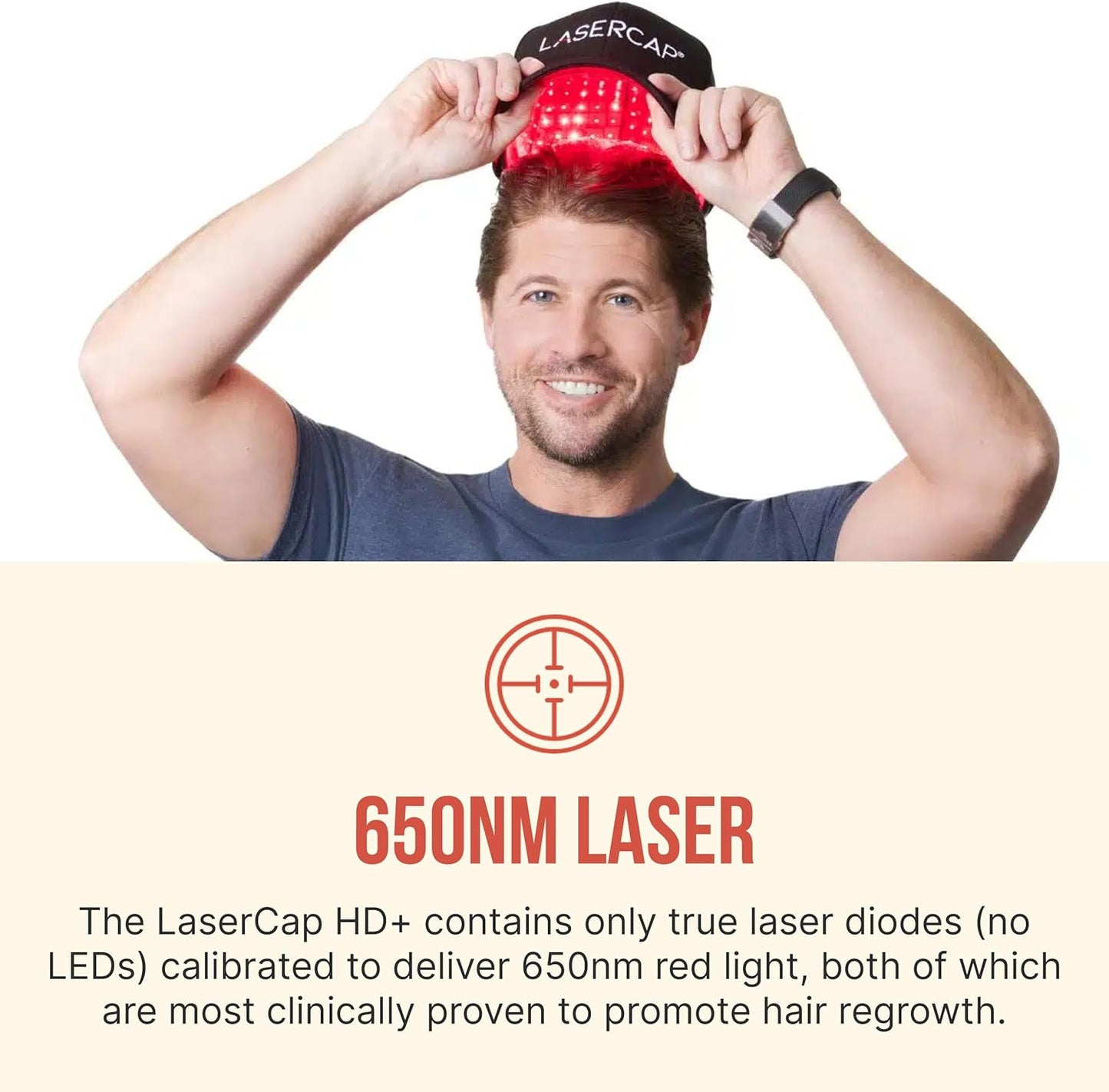 LaserCap HD+ Red Light Therapy Cap – Wearable Light Device for Thinning Hair – 304 Diodes with Hands-Free, Rechargeable, Portable Design for Men & Women – Includes Battery Pack & Travel Case