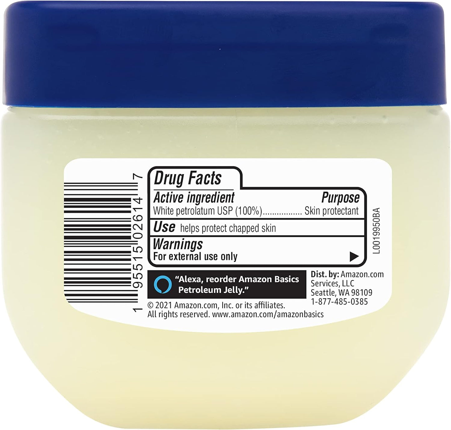 Amazon Basics Petroleum Jelly White Petrolatum Skin Protectant, Unscented, 7.5 oz, 4-Pack, (Previously Solimo)