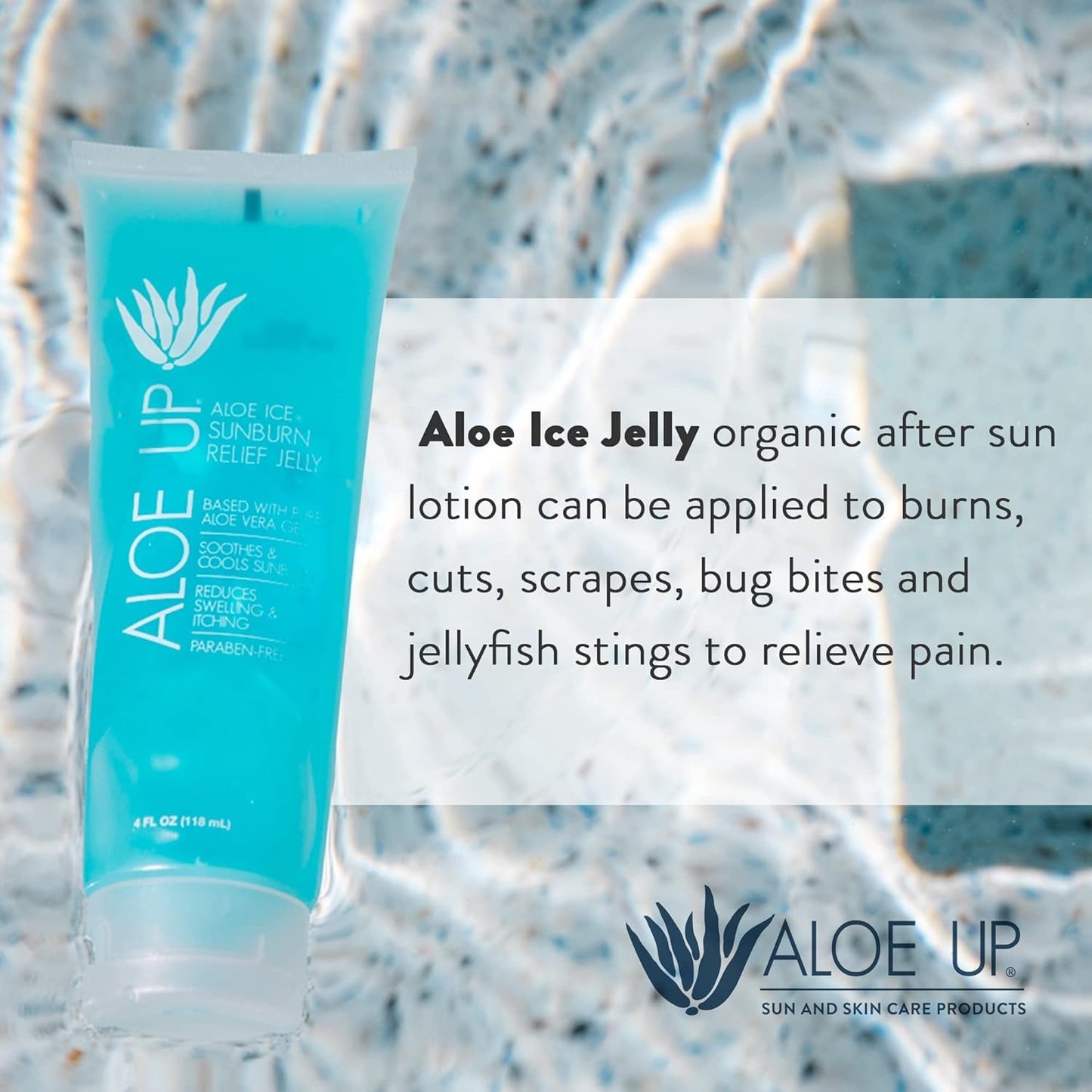 ALOE UP Ice Sunburn Relief Jelly - Pure Aloe Vera Gel Sunburn Relief for Adults & Kids, Aloe Vera Gel Face & Body, Natural Cruelty-Free Aloe Gel, Aloe Vera Gel Skin Lotion - 4 Oz (2pack)