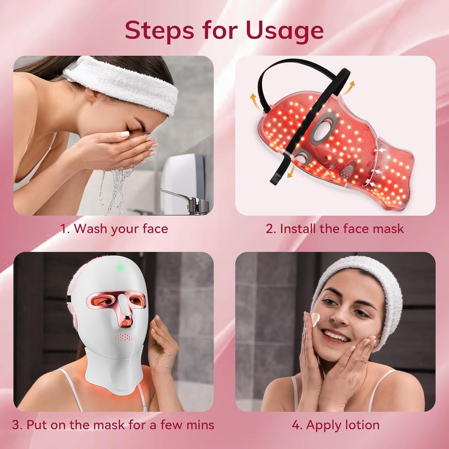 Red Light Therapy Mask for Face,Cordless LED Face Mask Light Therapy with Neck Device,USB C Rechargeable,Infrared Light Therapy Mask for Home Working Travel Yoga Sleep.