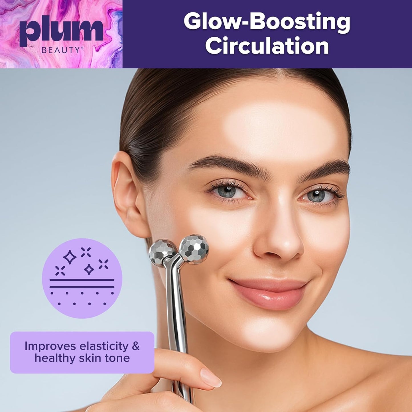 Contouring Dual Ended Silver Face Roller for Wrinkles and Lifting, - Face Rollers for Women, Men - Facial Roller supports lymphatic drainage, Skin Care Beauty Massager Facial Tool for Self Care