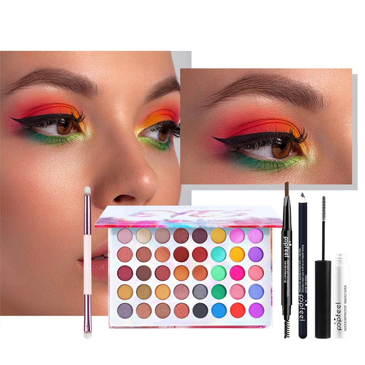 All in One Makeup Kit for Women Full Kit Girls Makeup Gift Sets Xmas Essential Bundle Include Eyeshadow Palette Lipstick Blush Concealer Eyeliner Mascara Foundation Brush Eyebrow Pencil