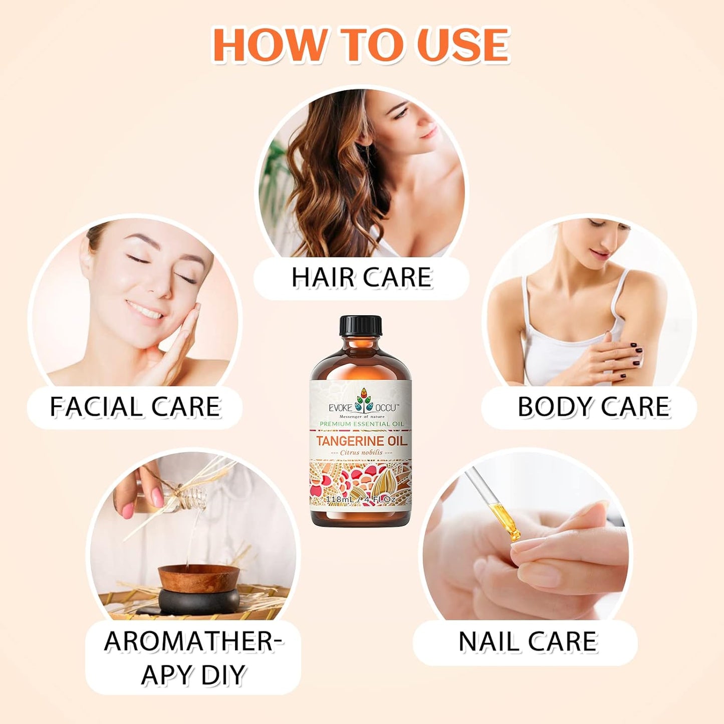 EVOKE OCCU Tangerine Essential Oil for Diffuser Fragrance DIY Candle Soap Making - 4 FL Oz