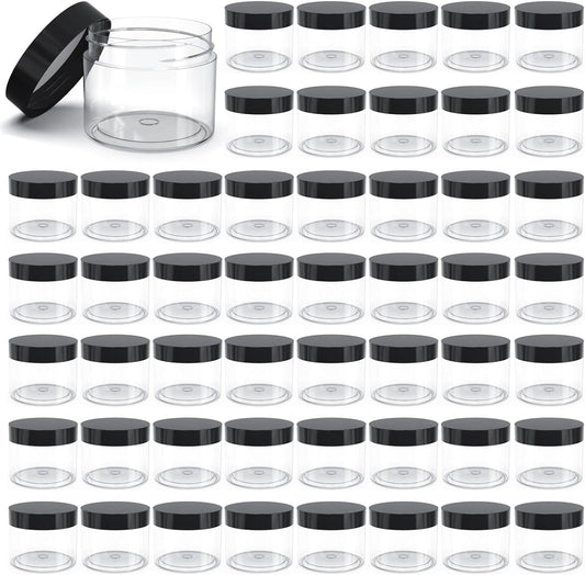 50 Pieces 4oz Plastic Jars with Lids Clear Round Cosmetic Container Empty Storage Jars for Makeup,Jewelry,Samples,Travel Storage