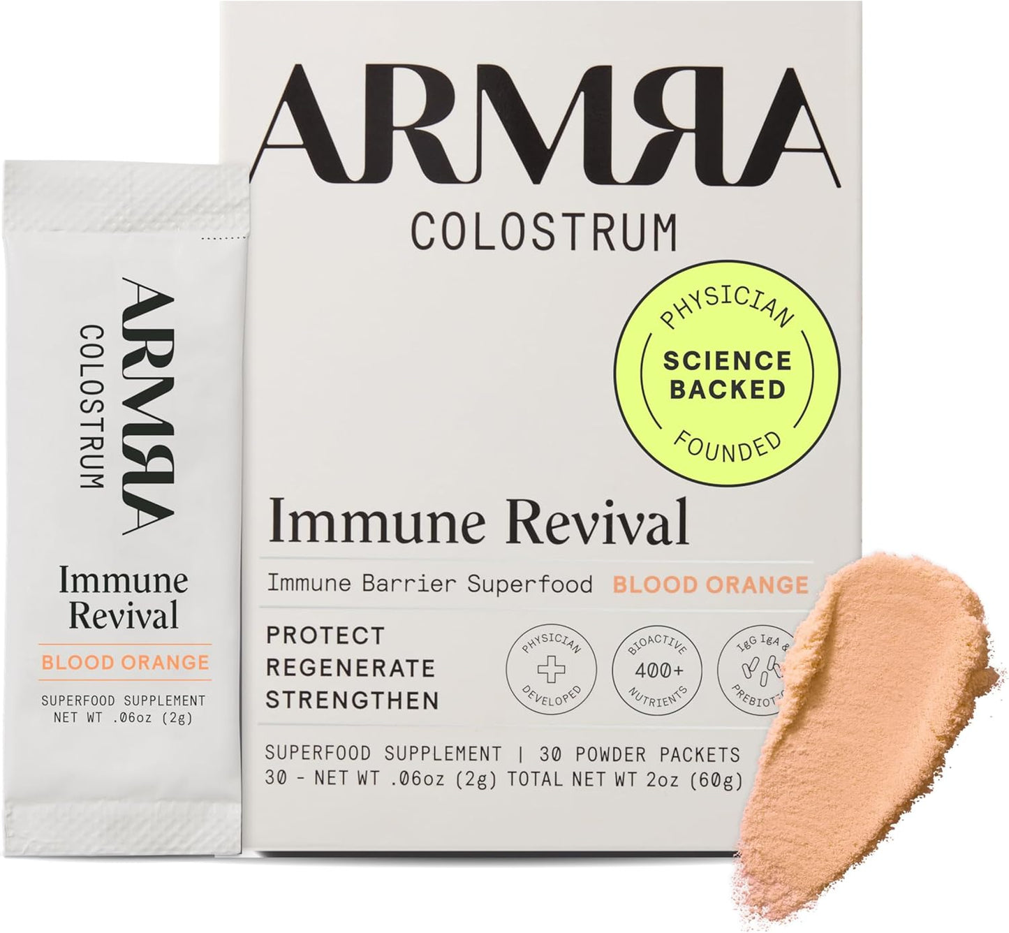 ARMRA Colostrum™ Powder | Blood Orange | Gut Health & Bloating | Skin & Hair | Immunity | Keto, Gluten & Fat-Free | 30 Servings