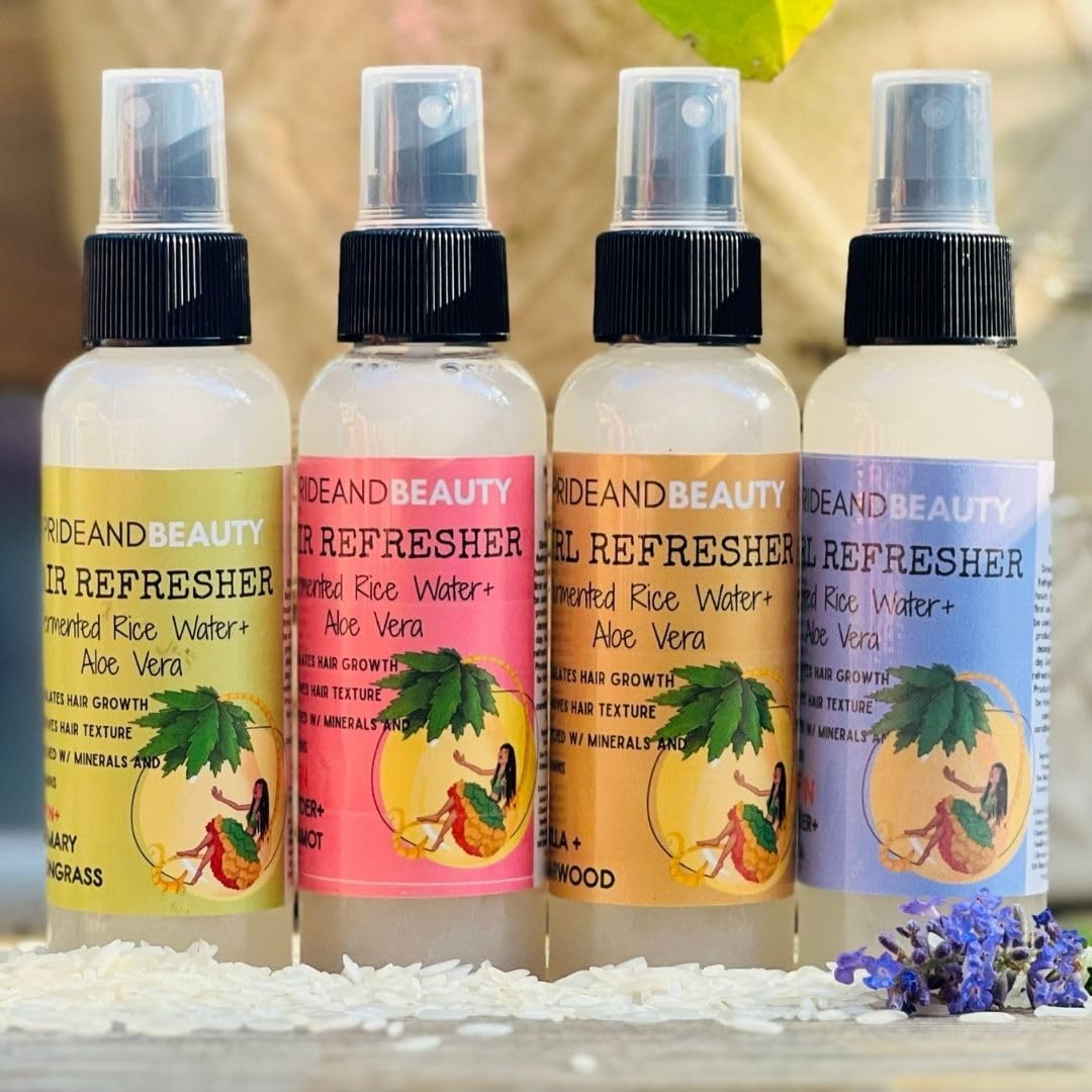 NEW Fermented Rice Water for Hair Growth - Infused with Rosemary, Biotin, Caffeine, Keratin Vegan Non-Greasy Spray Naturally Thicker, Longer, Softer Men & Women (4 OUNCES, Lavender Bergamot)