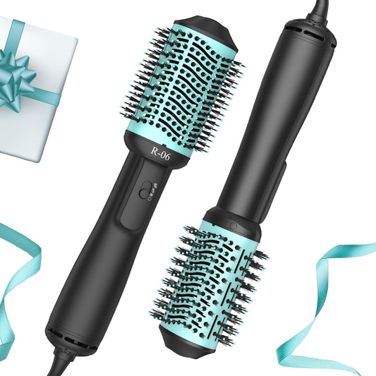 Hair Dryer Blow Dryer Brush in One, 4 in 1 Hair Dryer and Styler Volumizer with Oval Barrel, Professional Salon Hot Air Brush for All Hair Types, Teal