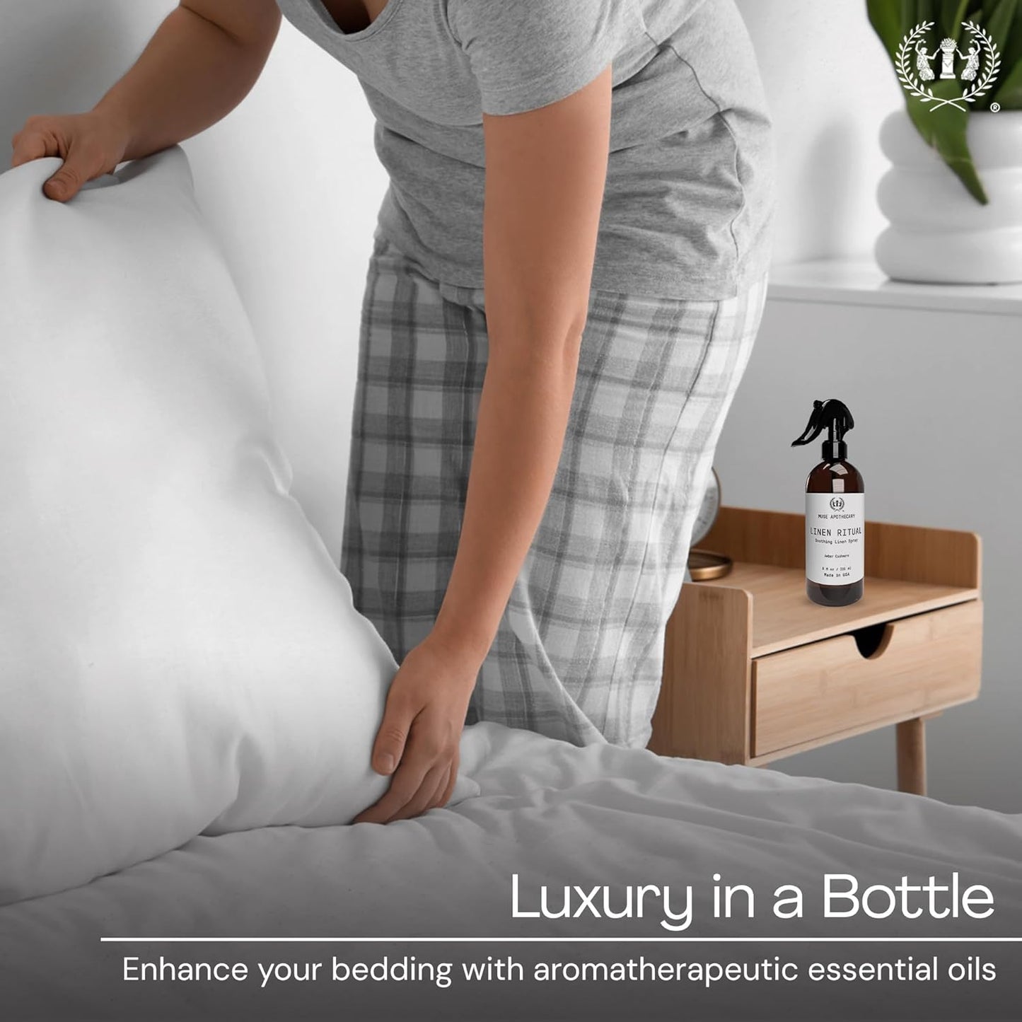 Muse Apothecary Linen Ritual - Aromatic, Soothing, and Relaxing Linen Spray for Bedding, Laundry and Fabric Spray Freshener - Infused with Aromatherapy Essential Oils - Lavender Serenity