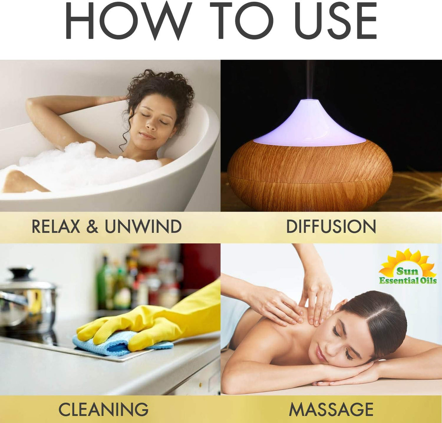 Sun Essential Oils - Roman Chamomile Essential Oil (4 oz) for Diffuser, Skin, Body, Face, Aromatherapy Massage & Humidifier, Scent for Soap, Candle, Shampoo & Lotion Making at Home