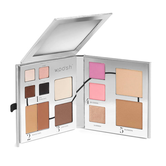 Woosh Beauty, Fold out Face Original Makeup Palette, Travel, All in One, Neutral Cream & Powder (#3 Medium)